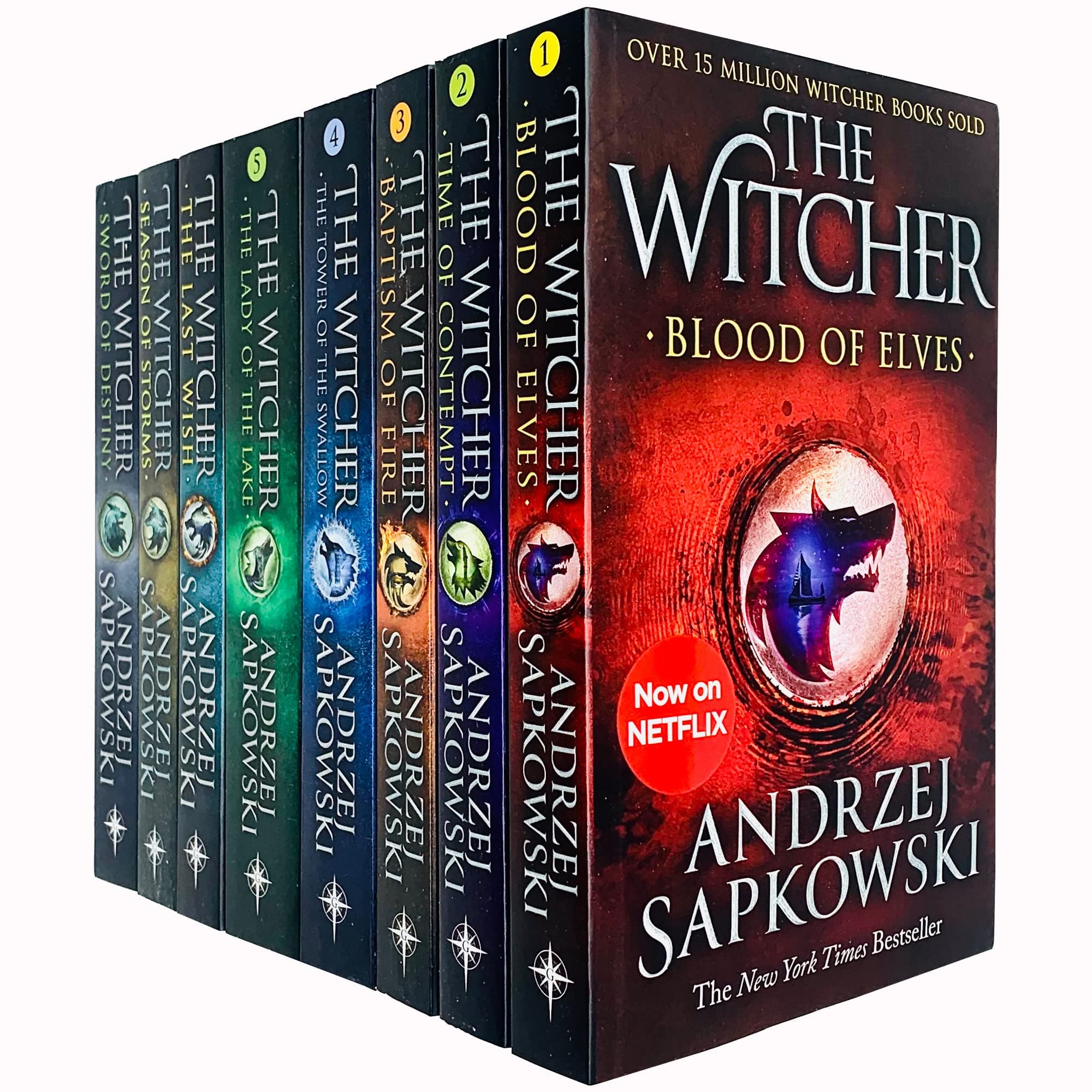 Witcher Series by Andrzej Sapkowski 8 Books Collection Set NETFLIX (The Last Wish, Sword of Destiny, Blood of Elves, Time of Contempt, Baptism of Fire & Seasons of Storm)
