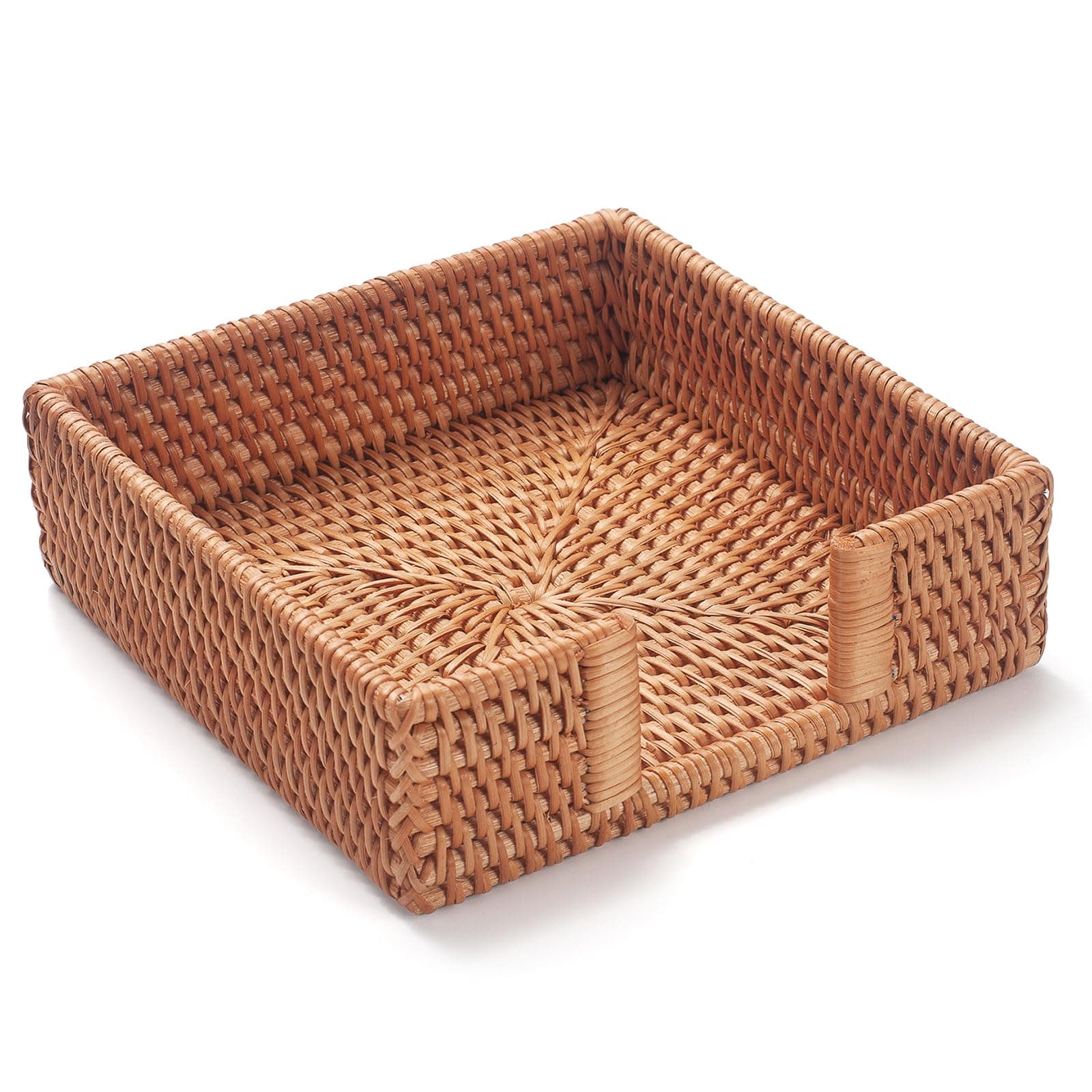 Rattan Napkin Holder Square, Napkin Holders for Paper Napkins, 7.5" x 7.5" x ...