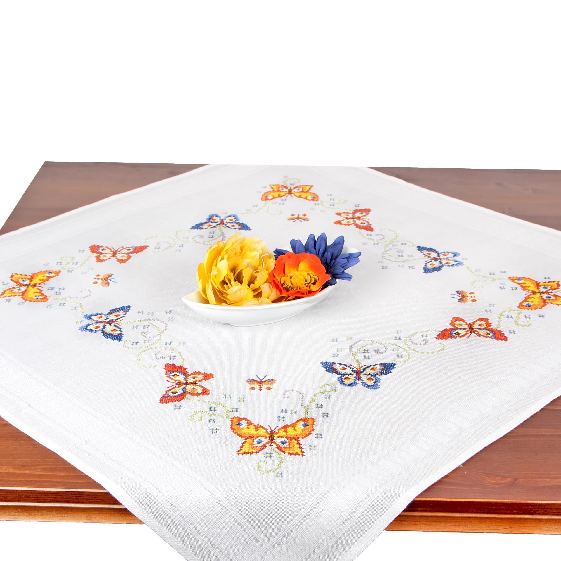 Embroidery Butterflies, Complete Tablecloth Set, Needlework Embroidery kit for Adults, Cross Stitch Embroidery