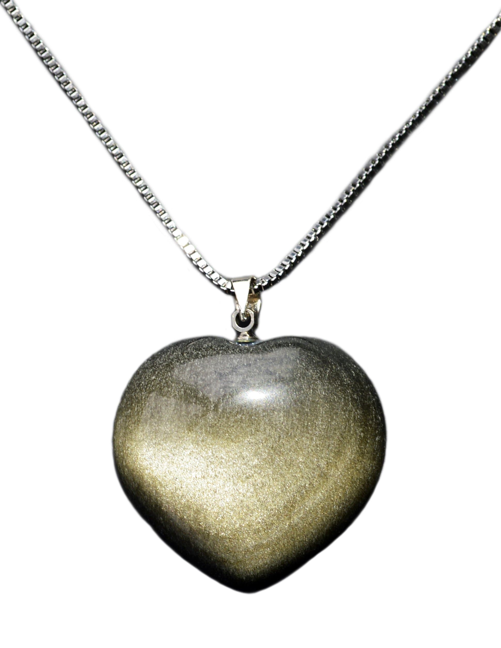 Heart Shape Pendant Made of Natural Gemstone, w 18" Metal Alloy Necklace Chain