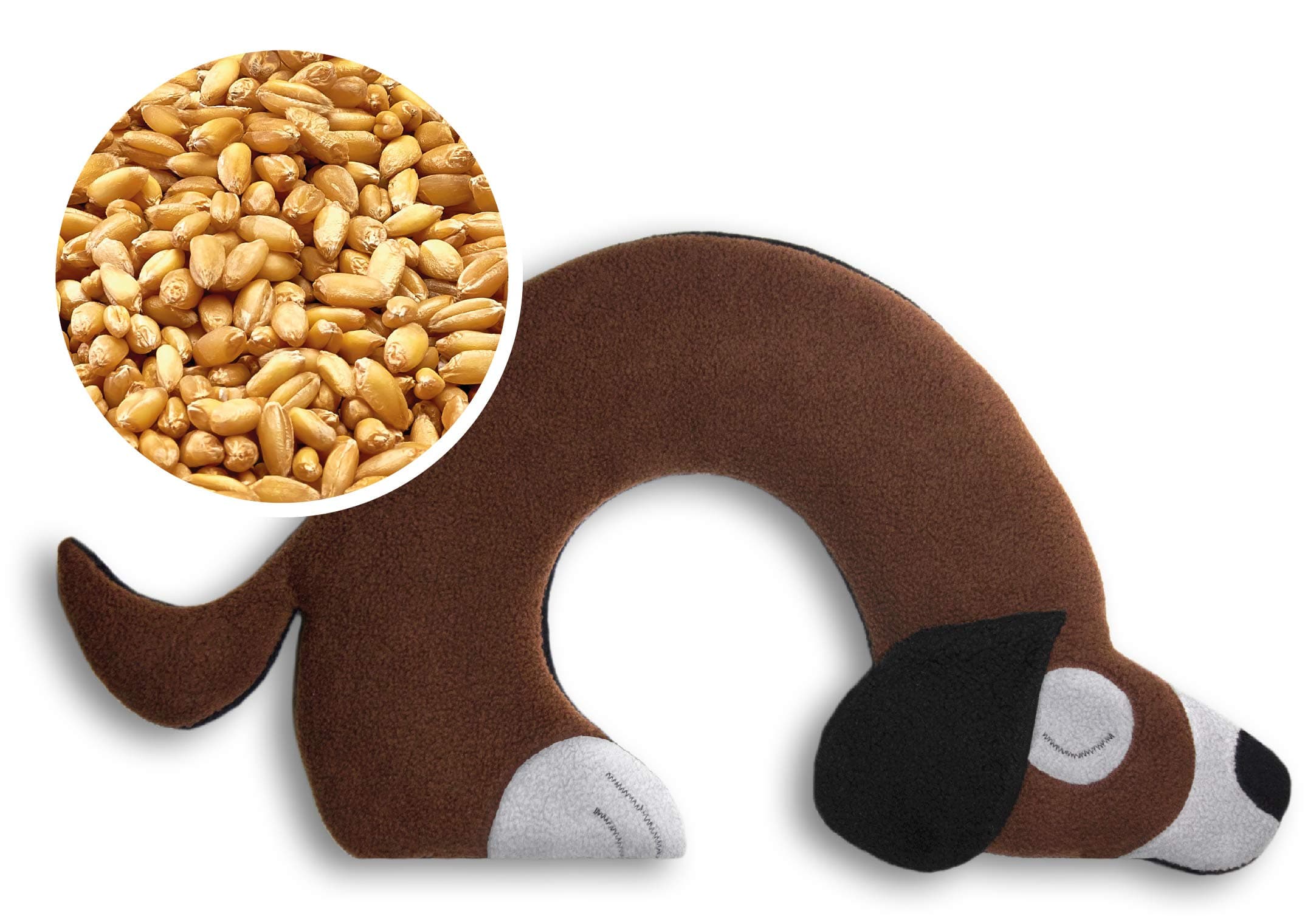 LeschiWheat Bag microwavable, unscented/Heat Pack for Neck and Shoulders/Animal: Dog Bobby, Brown