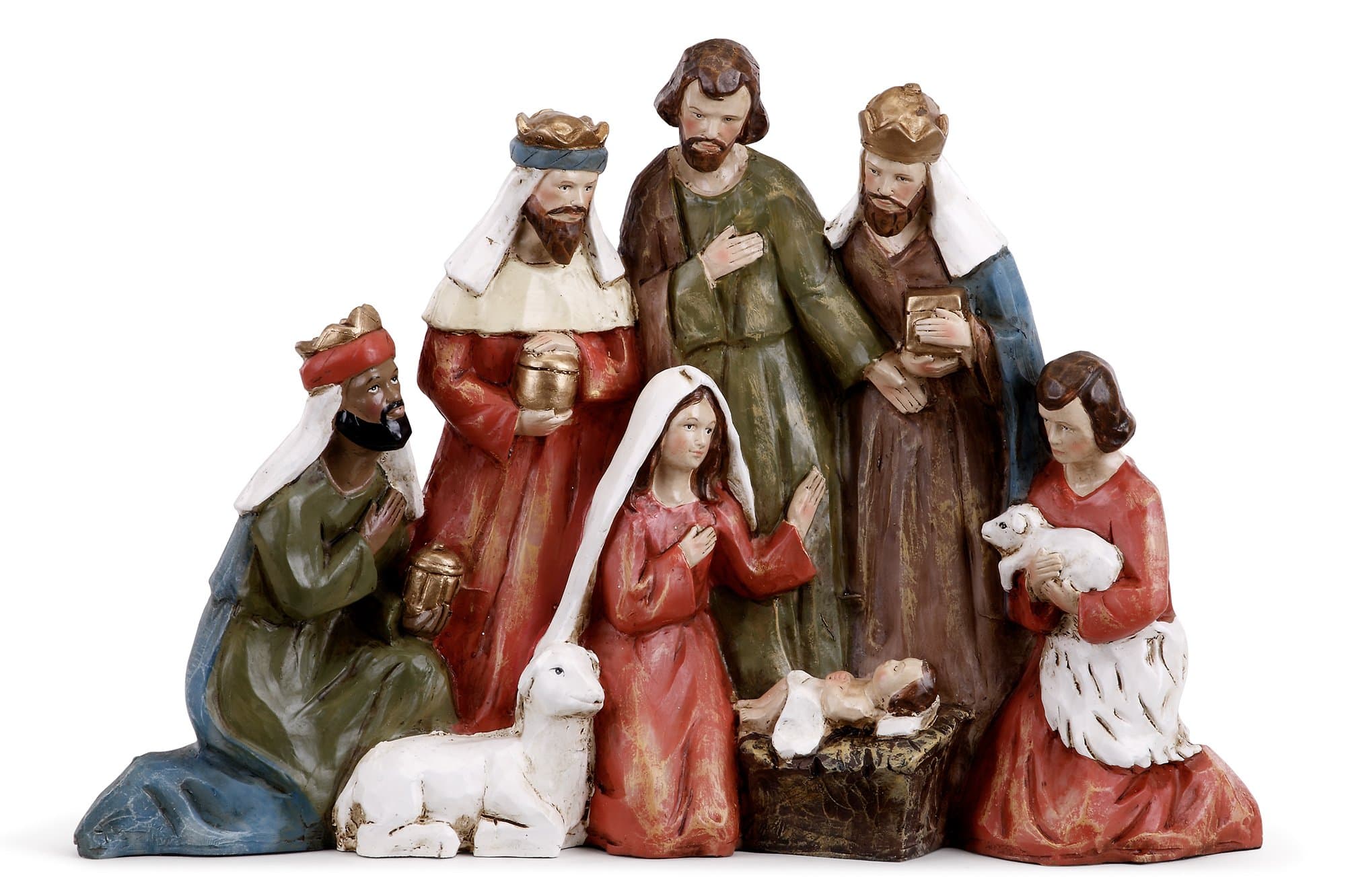 Napco Imports Gathered Holy Family and Three Kings 13 inch Christmas Nativity Table Top Figurine
