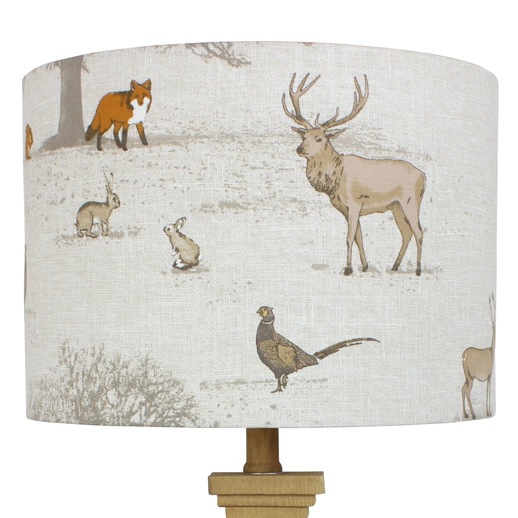 Tatton Woodland Fox Pheasant Stag Lampshade (20 cm Diameter x 18 cm High Table/Standard Lamp)