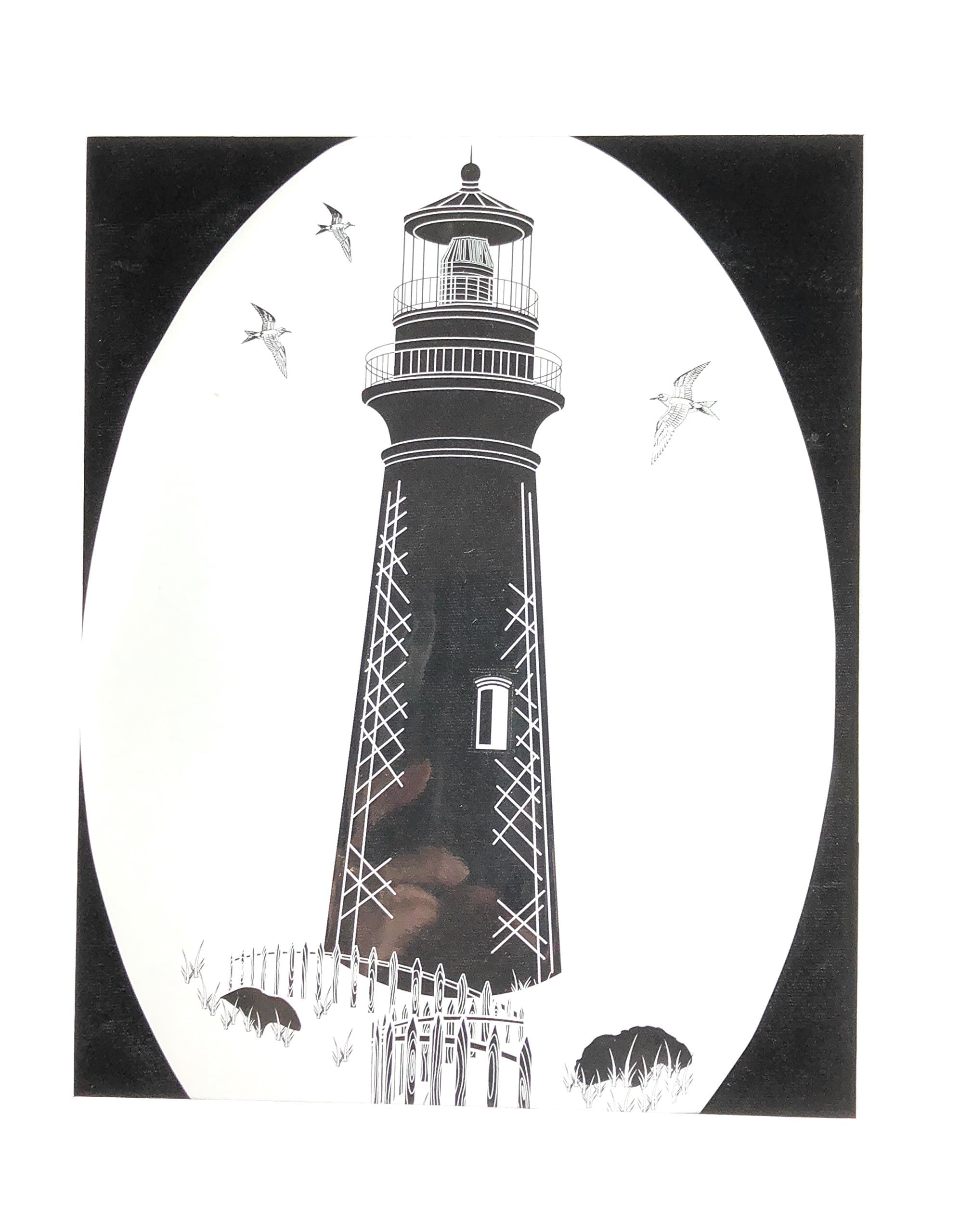 DCentral Lighthouse Removable Window Decal. Look of Etched Glass. 4" X 6". Ideal for Front and Sliding Glass Doors, Windows, Showers, Mirrors, Etc.(sg802)