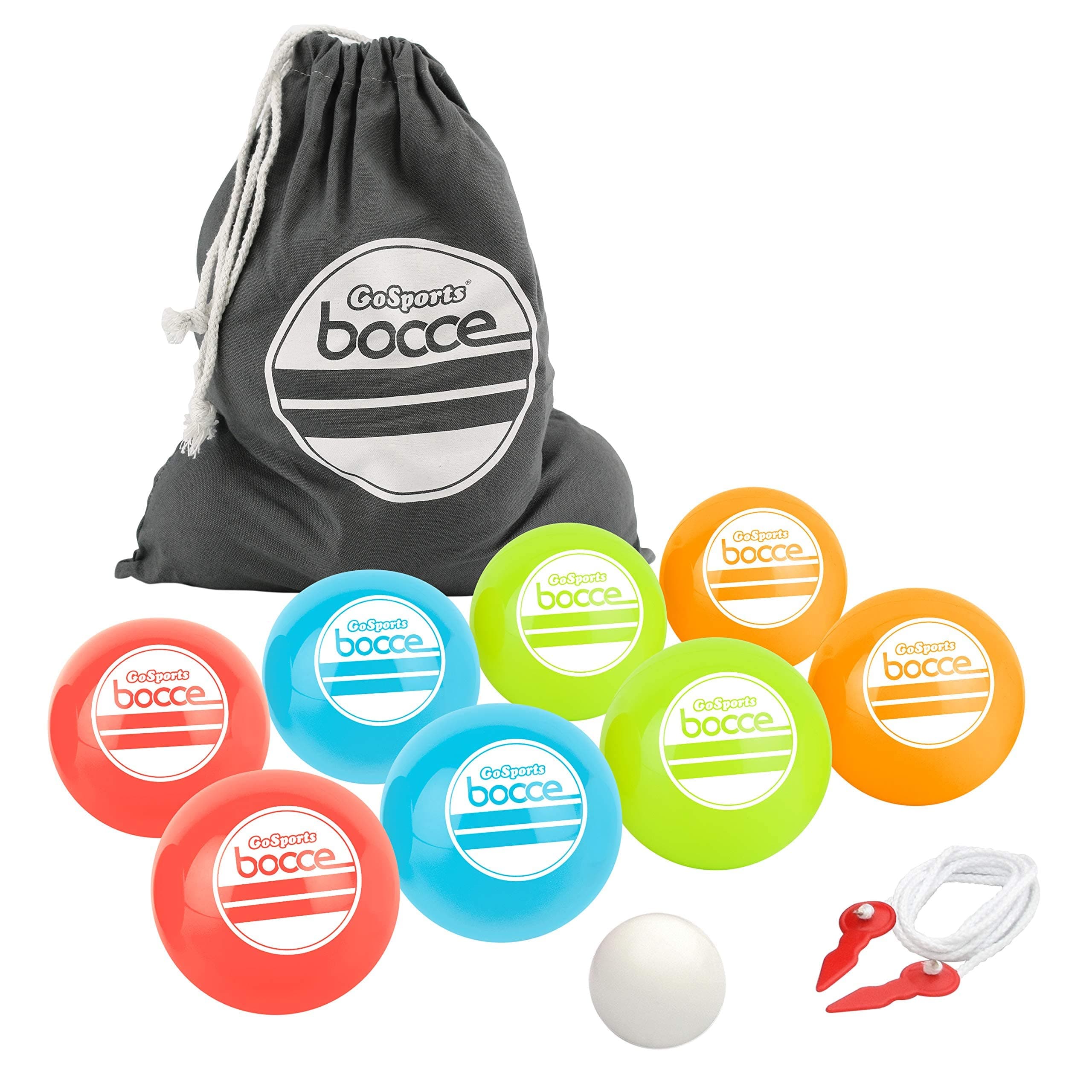 GoSports 90 mm Soft Bocce Set Includes 8 Weighted Balls, Pallino and Case, Play Indoors or Outdoors