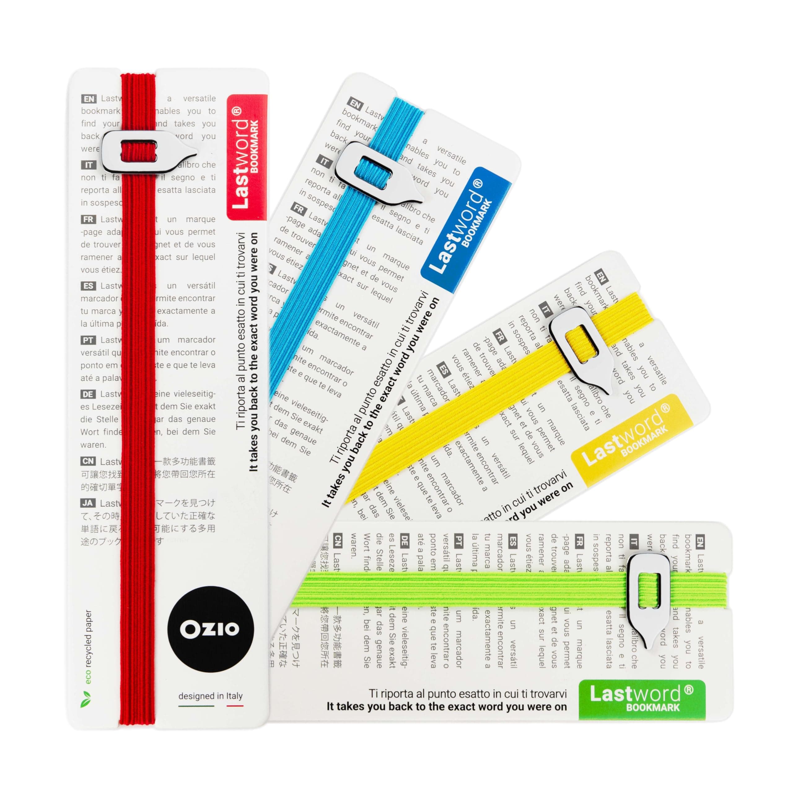 – Lastword Bookmarks - Elastic Bookmark Perfect for Any Book, Office, for Women, Men and Children - Don't Lose Your Mark, Made in Italy Book Marks, Combo Pack 4