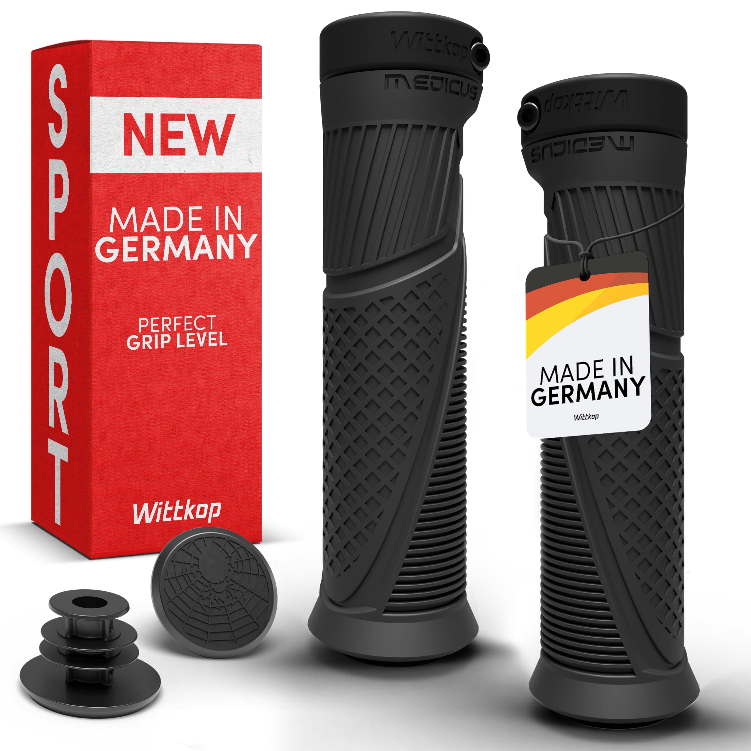 Wittkop Bicycle Grips with Innovative Multi-Zone Design, Made in Germany, Ergonomic Design with Non-Slip Effect Including Comfort & EFC Zones for Optimised Grip & Comfort, Bicycle Grips Handlebar