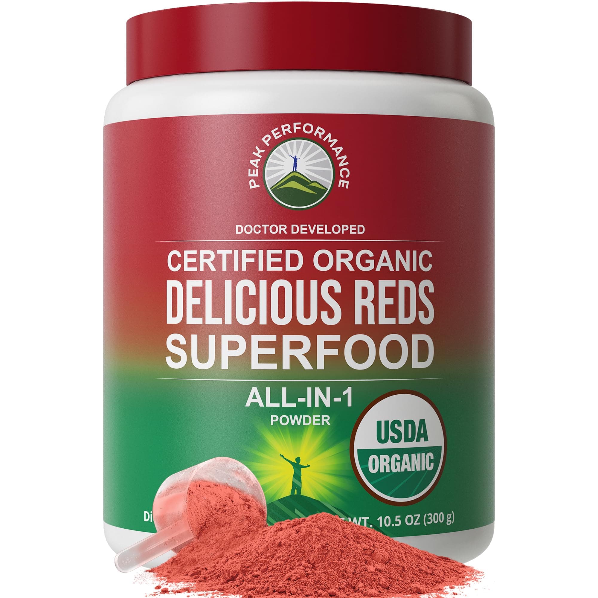 Organic Reds Superfood Powder, Best Tasting Red Juice Super Food w/ 25+ All Natural Ingredients & Polyphenols, Vital for Max Energy and Detox - Raspberry, Elderberry, Beetroot