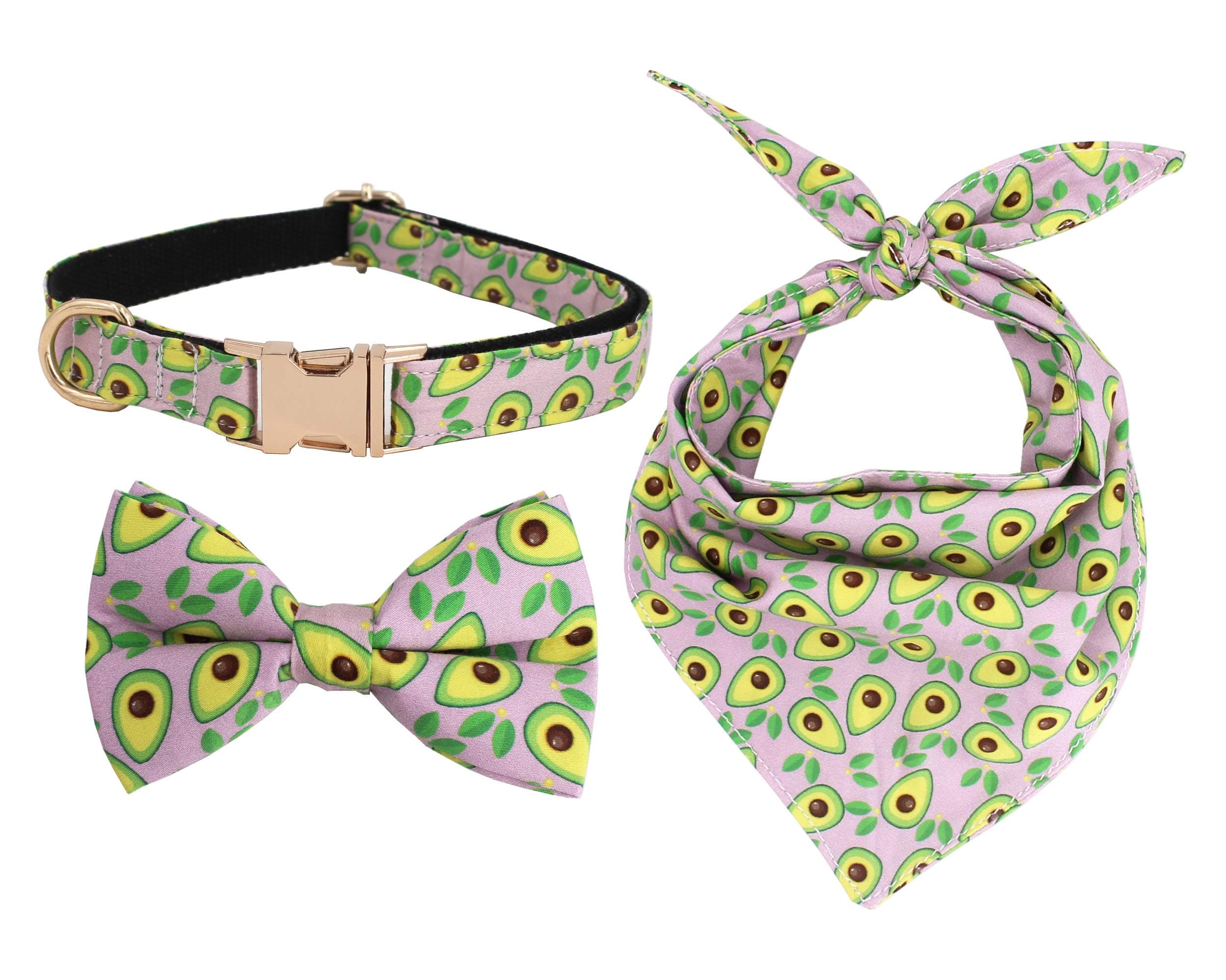 Avocado Dog Bandana Dog Bow Collar, Set for Small Medium Large Dogs(S)
