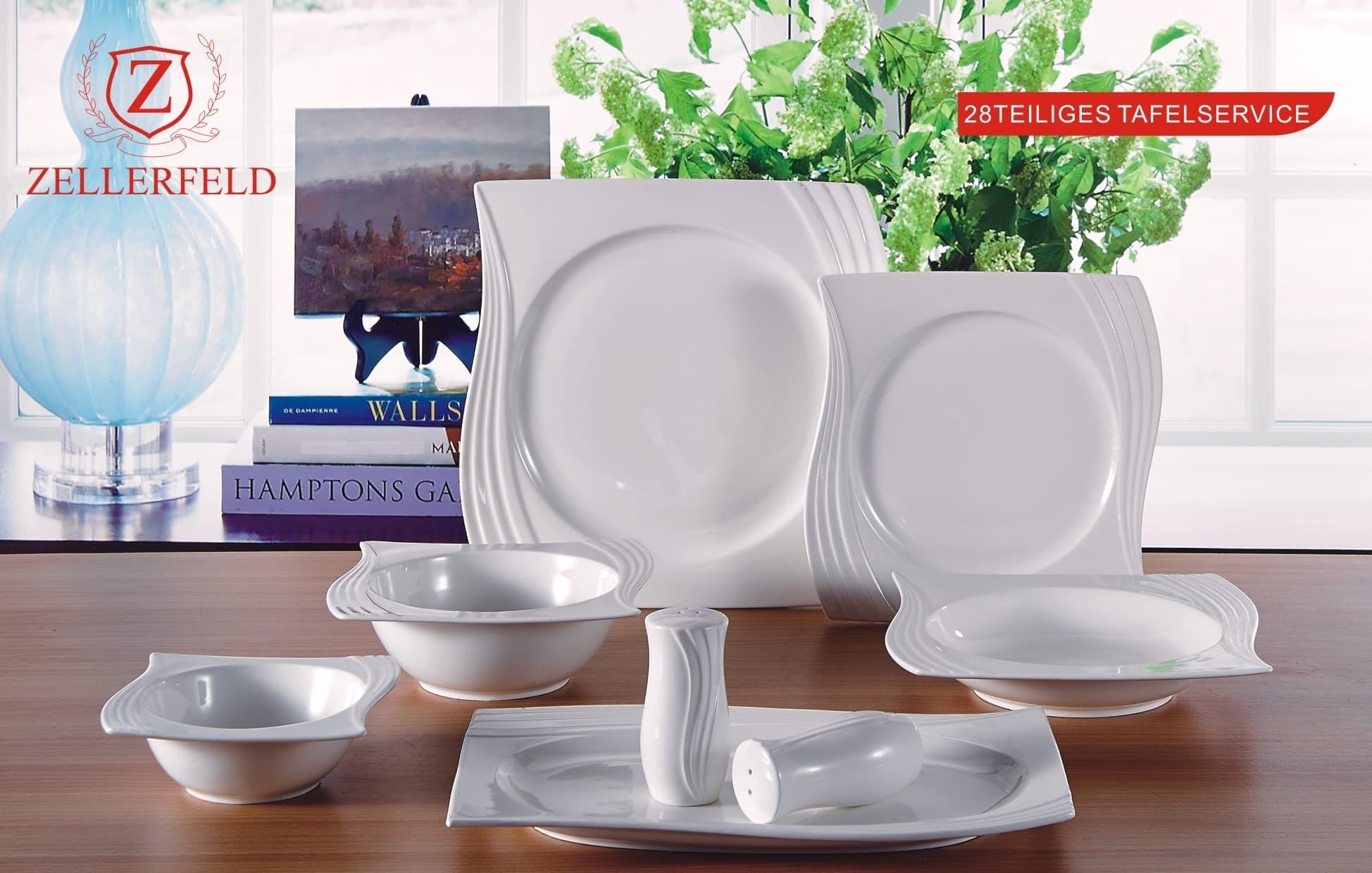 Premium 28 Piece Dinner Set, Service for 6 People Porcelain Crockery Set in White