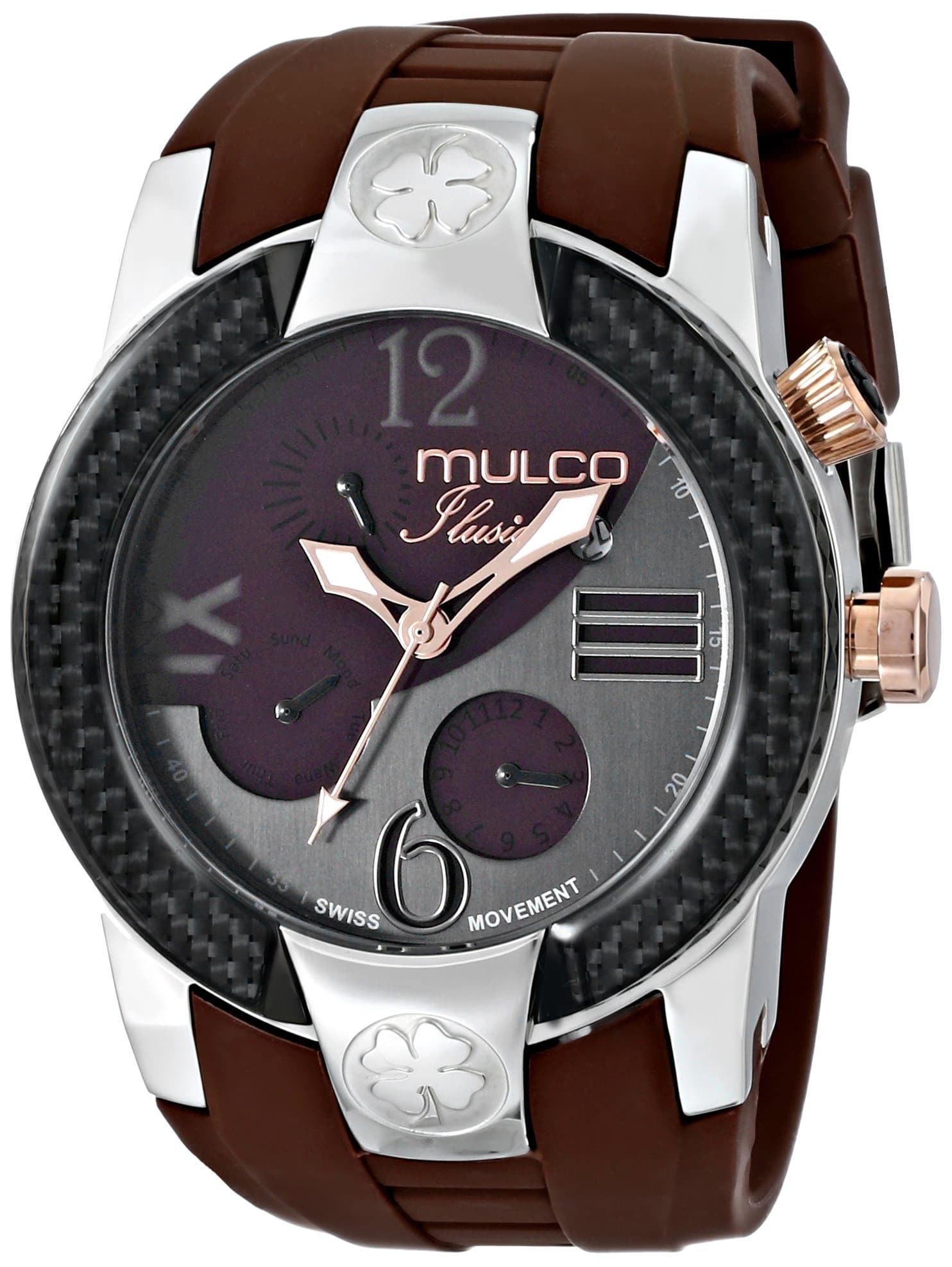 MULCO Unisex MW5-1877-035 ILUSION Crescent Analog Display Swiss Quartz Brown Watch