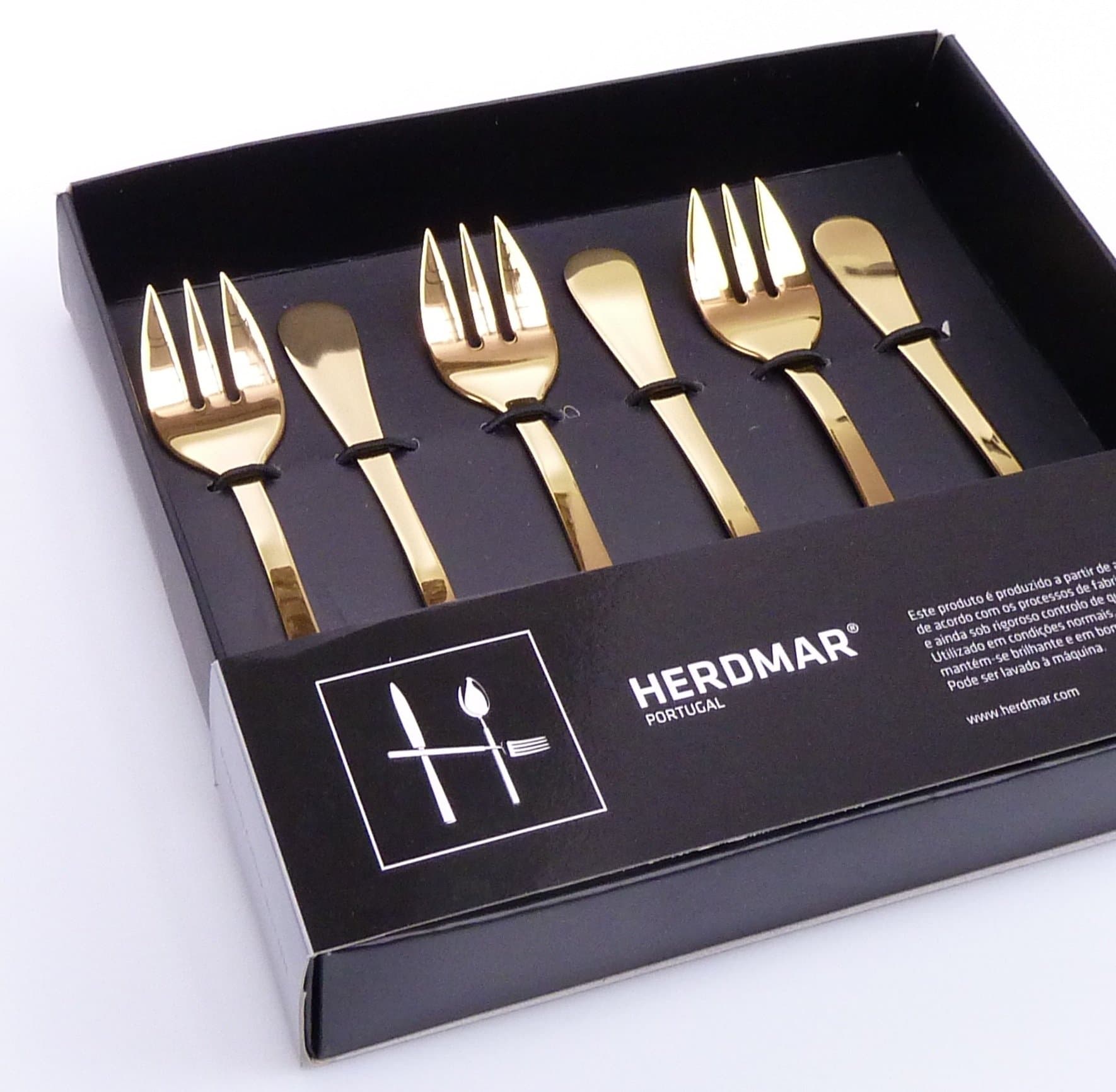 6 Oyster Forks/Oyster Forks/Rocco in Gold by Herdmar