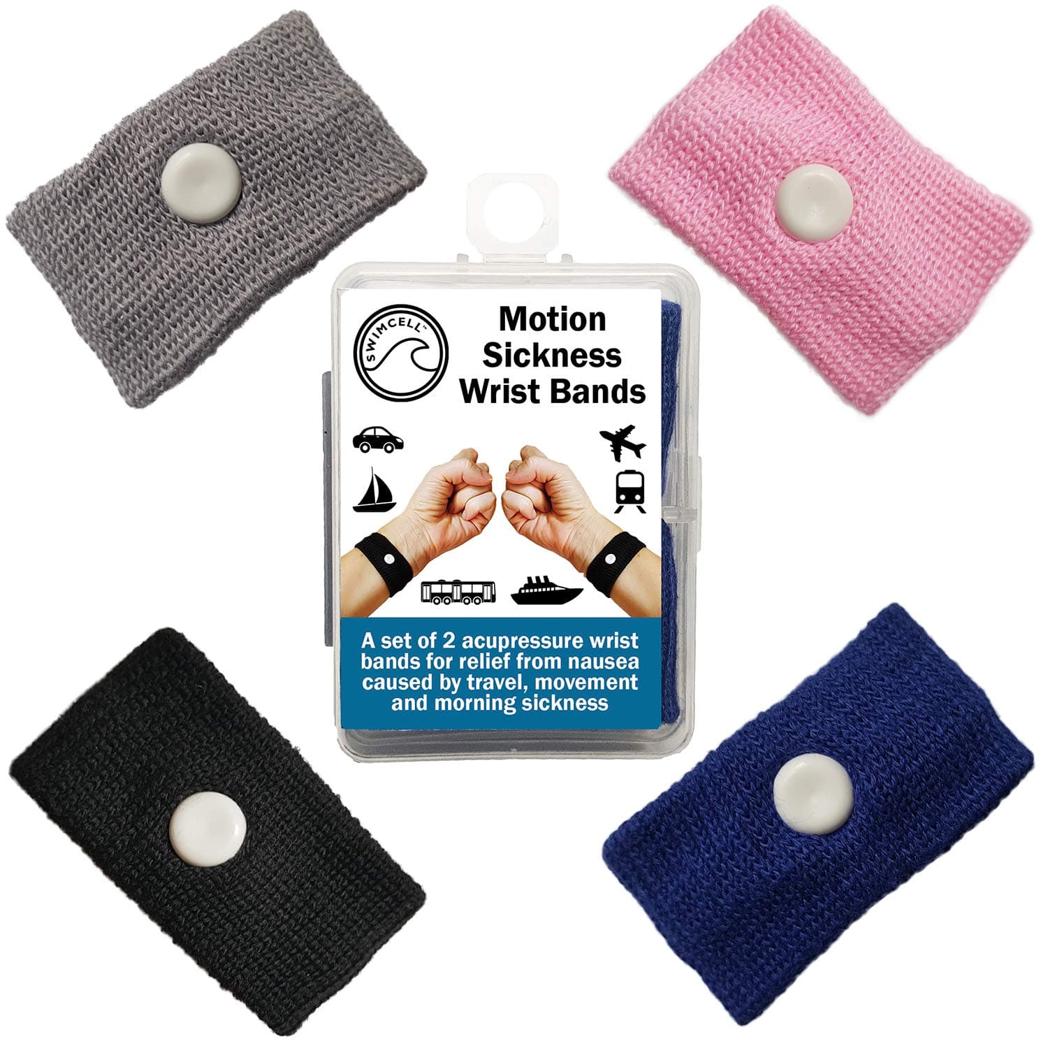 Travel Sickness Bands - Acupressure Wristbands for Motion, Travel & Morning Sickness Relief. Anti Sickness Bands for Kids & Adults. Ideal for Pregnancy Nausea. Storage Box Included