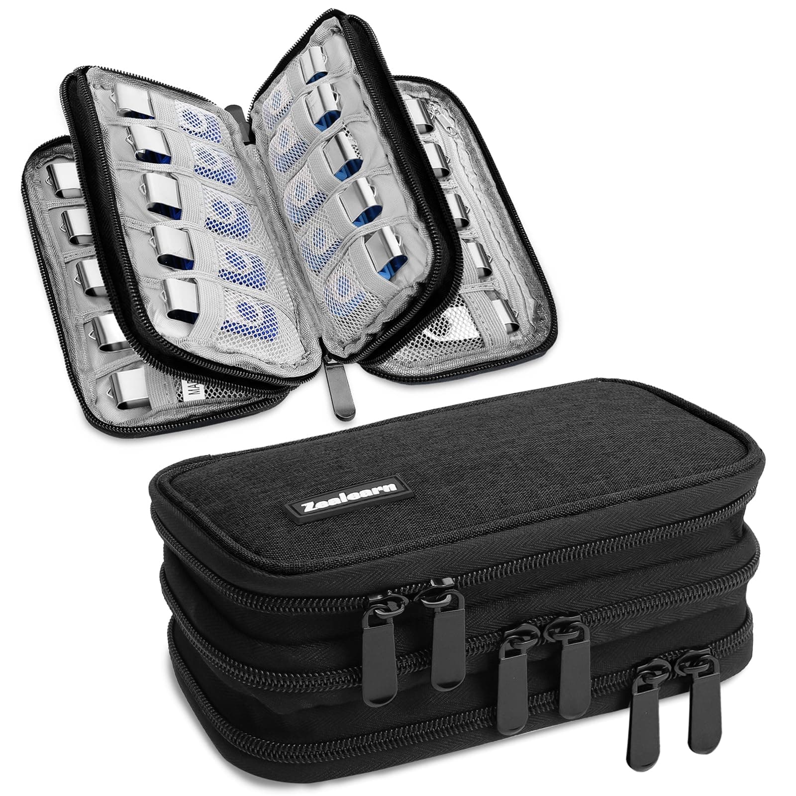 USB Flash Drive Case with Labels, Gifts for Men, USBs Case Organizer Holds 30 Pcs, USBs Storage Cases, USB Sticks Holder, Thumb Drive Cases, Fits for Samsung/Sandisk/Jump Drive, etc, Black