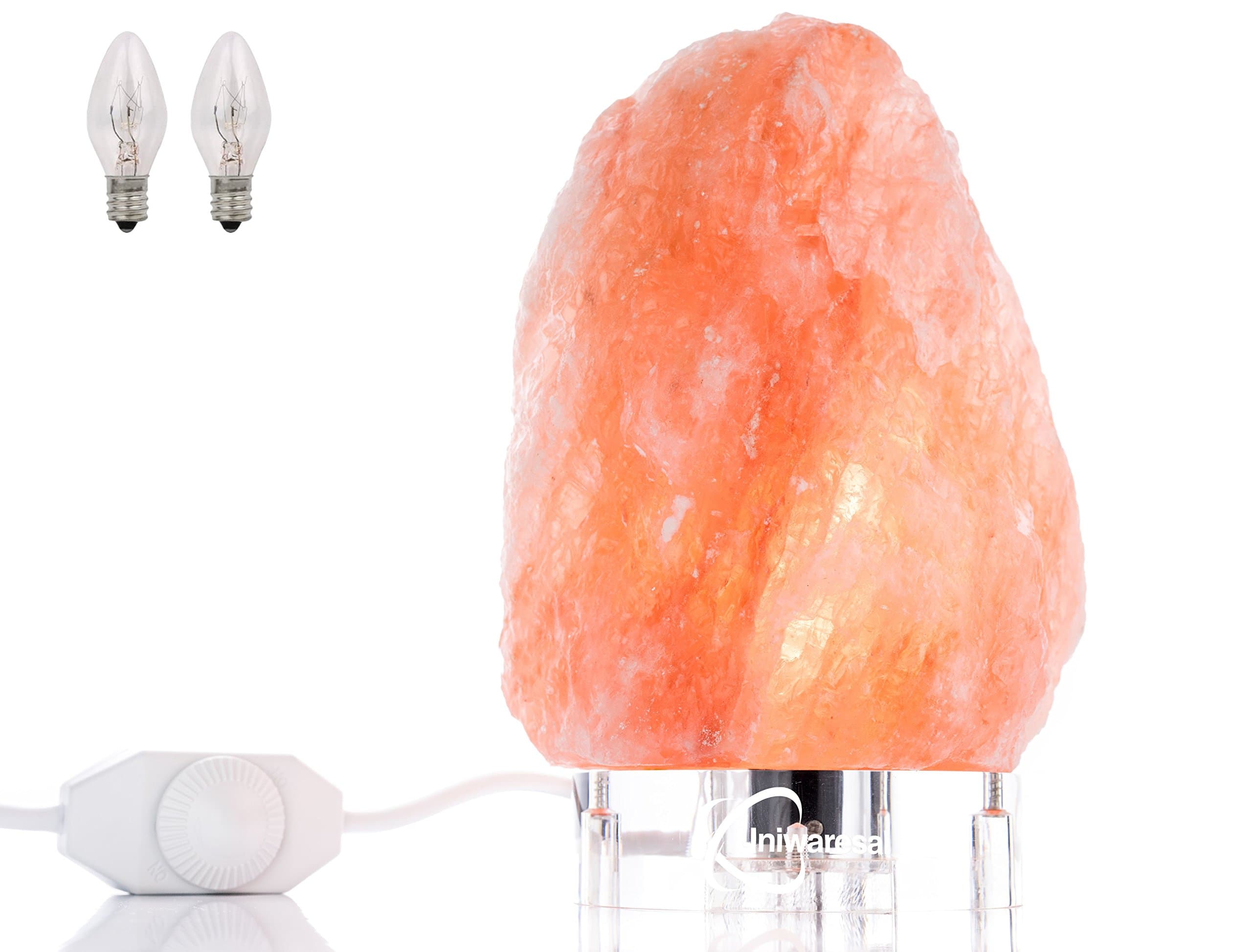 Uniwaresal Maia Natural Himalayan Salt Lamp with Clear Plexiglass Acrylic Base Hand Carved Orange Glow Crystal Rock Great Gift