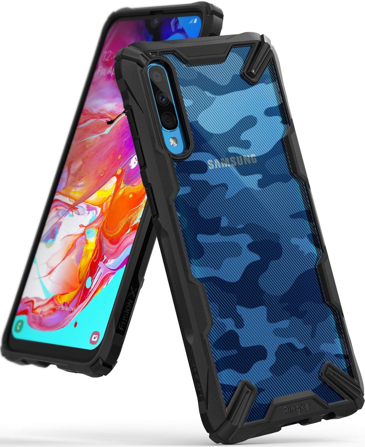 Ringke Fusion-X Design DDP Compatible with Galaxy A70 Case, Design Back Shockproof Heavy Duty Bumper Phone Case for GalaxyA70 - Camo Black