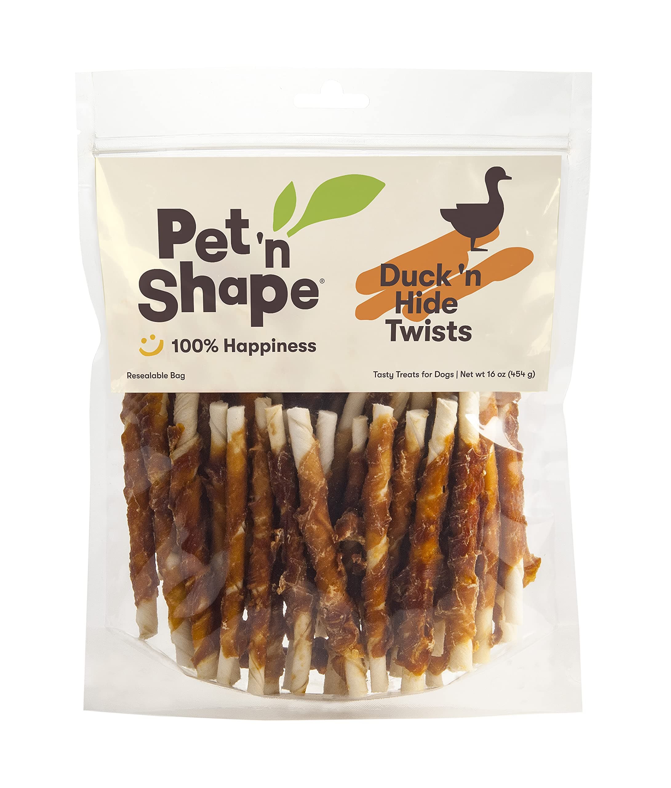 Pet 'n Shape Duck 'n Hide Twists - Duck Wrapped Rawhide Natural Dog Treats, Small, 1 Lb