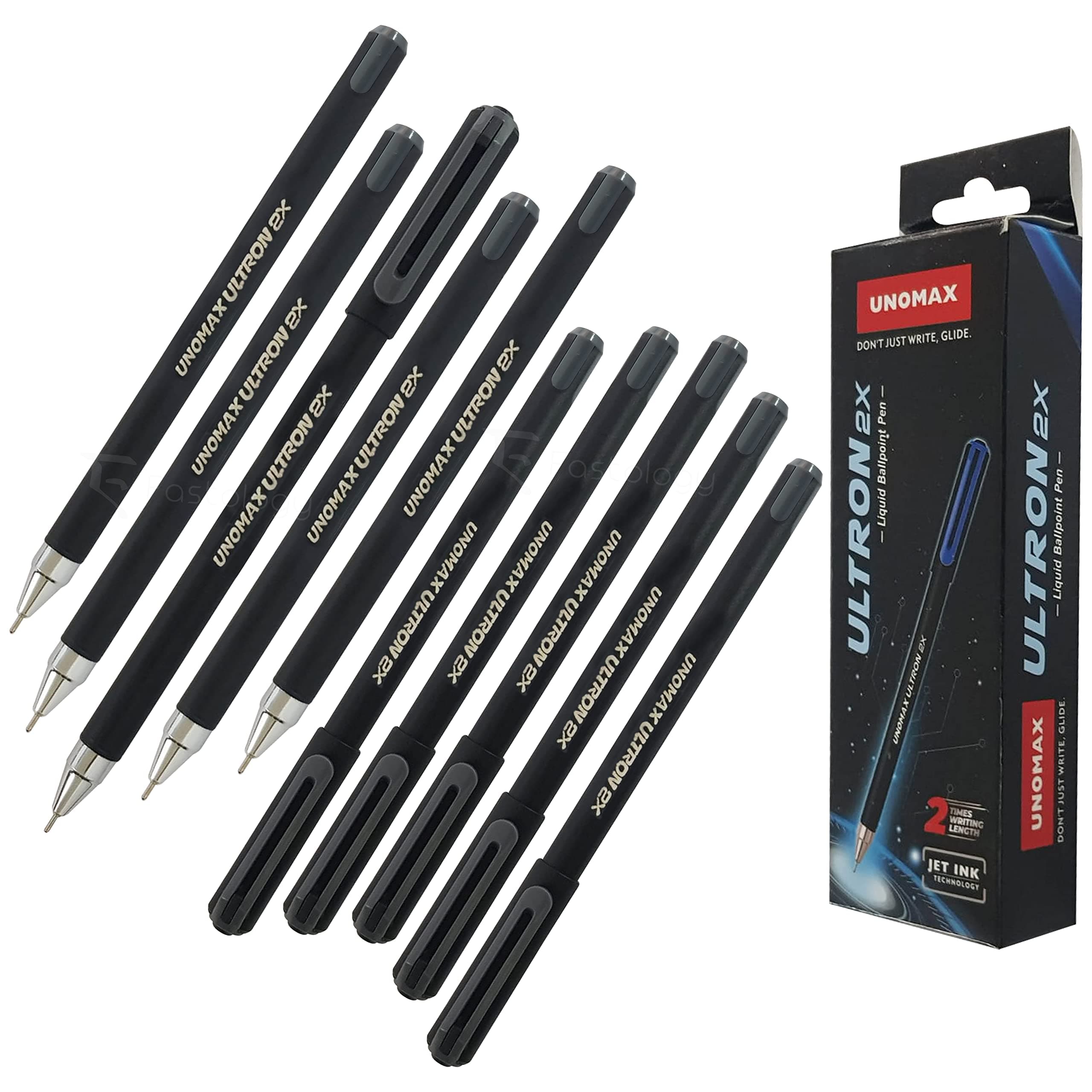 UNOMAX BLACK Ballpoint Pens, 0.7mm Fine Point, Pack of 10, Ultron 2XST Ball Pens, Smooth Writing, School Office Home Use, PATEL Black Ball Pen