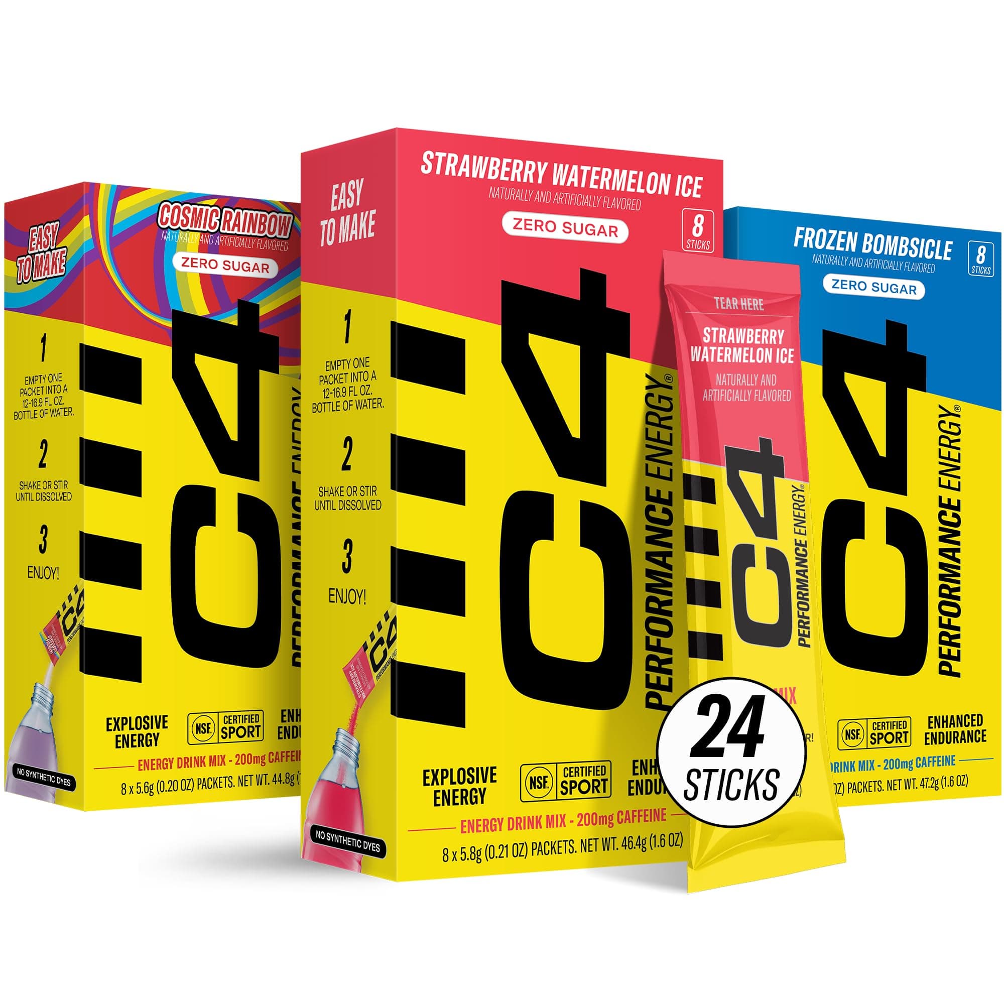 C4 Performance Energy Variety Pack Caffeine 200mg Sugar Zero NSF (3 Boxes, 24 Count)