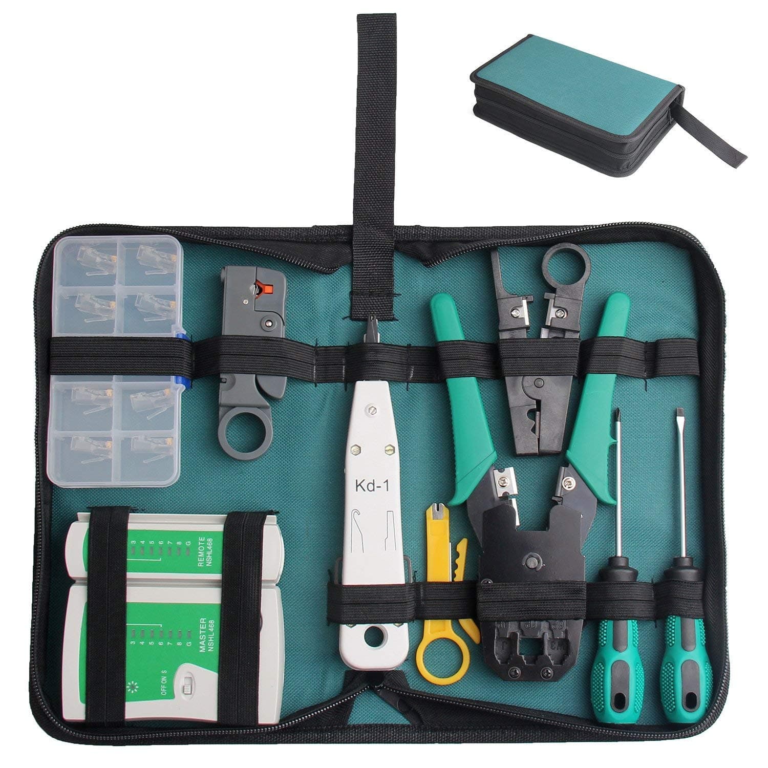 Ctbd 18 Pcs Professional Network Tool Computer Maintenance Repair Tools Kit Cable Tester Stripper (Black)