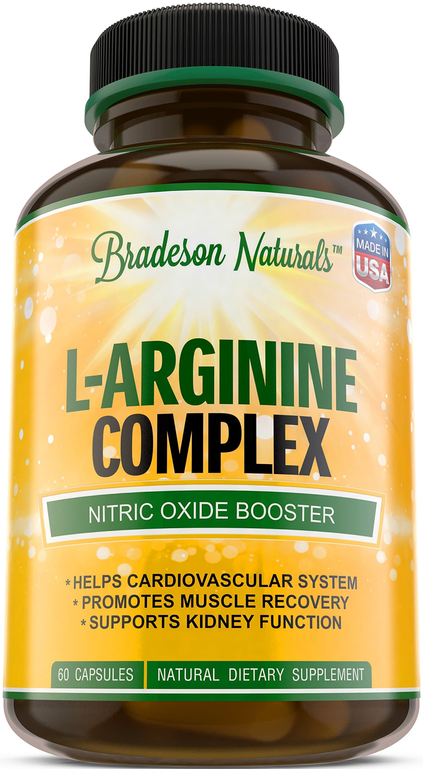 Bradeson Naturals L-Arginine & L-Citrulline Supplement. Nitric Oxide Booster. Speeds up Workout Recovery. Vital & Amino Acid. Supports Cardiovascular Health & Regulates Blood Pressure. Made in USA.