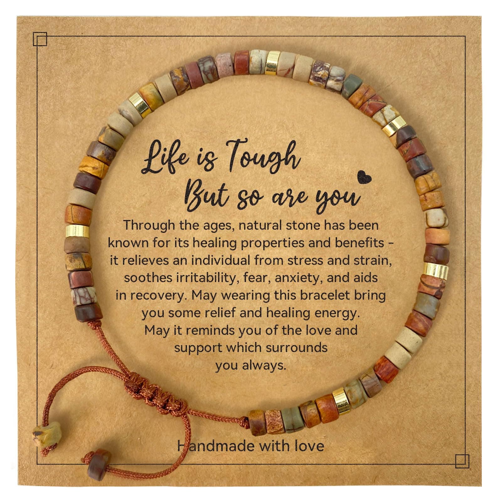yupoxiu Inspirational Gifts Healing Natural Stone Bracelets - Thinking of You, Get Well Soon Encouragement Gifts Strength Bracelets for Women Friends Sister, Christmas Stocking Stuffers Thanksgiving Basket
