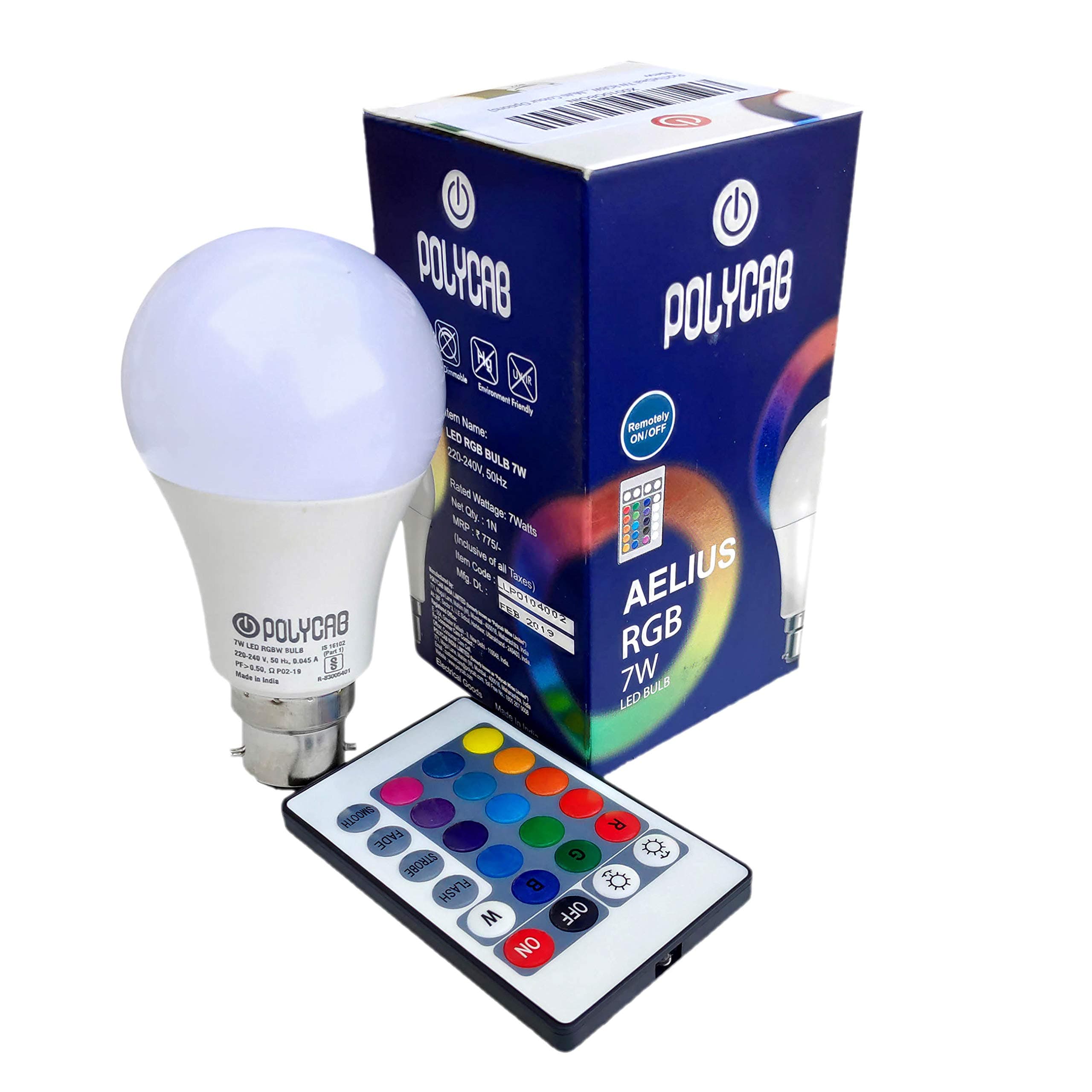 PickTheDeal 7-Watts B22 LED Bulb, Sensor 7w Polycab (Multicolour, White)