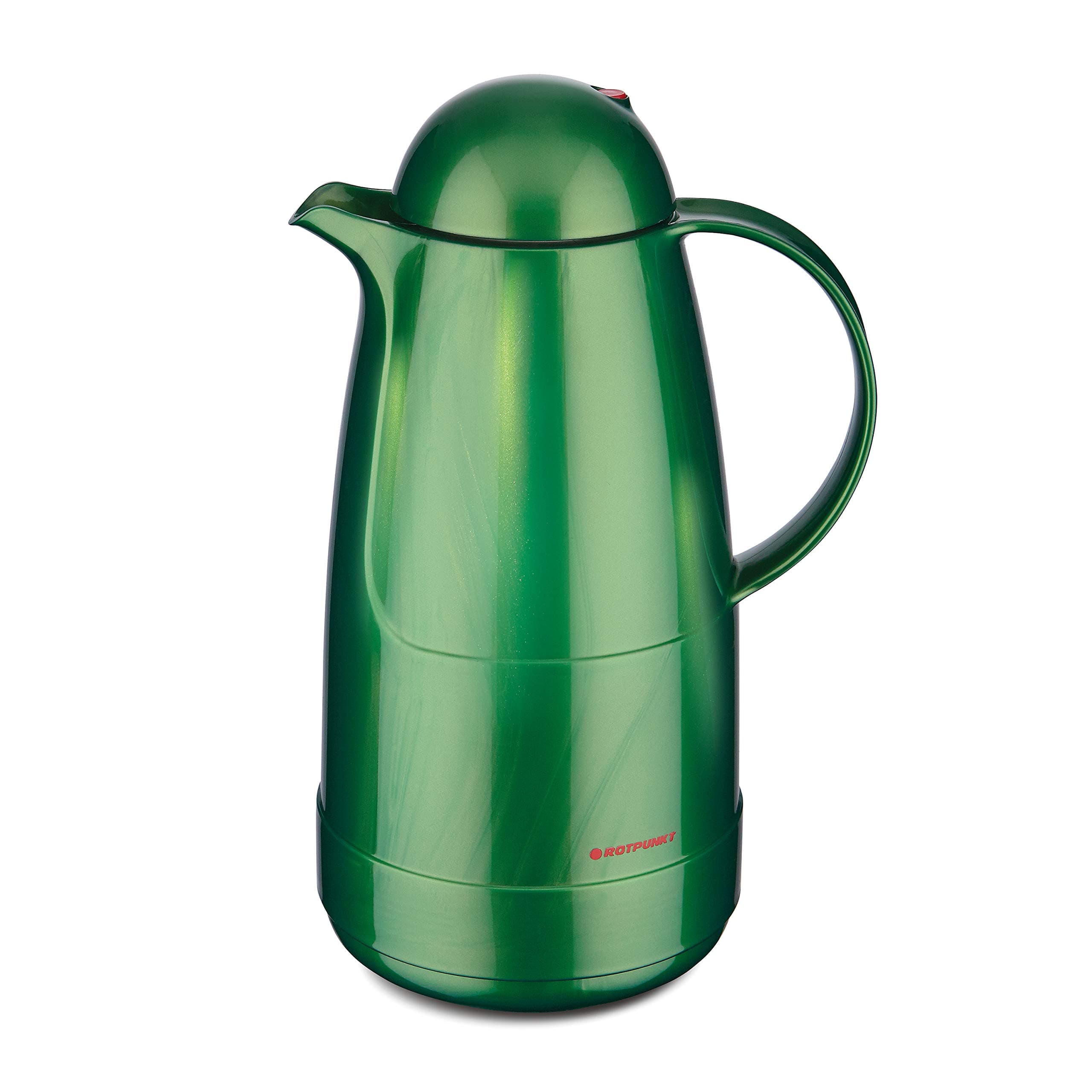 ROTPUNKTInsulating Jug 215, 1.5 Litre, Double-Walled Vacuum Insulation, Dual Function Screw Top, BPA Free, Healthy Drinking, Made in Germany, Warm + Cold, Glass Insert Shiny Jade