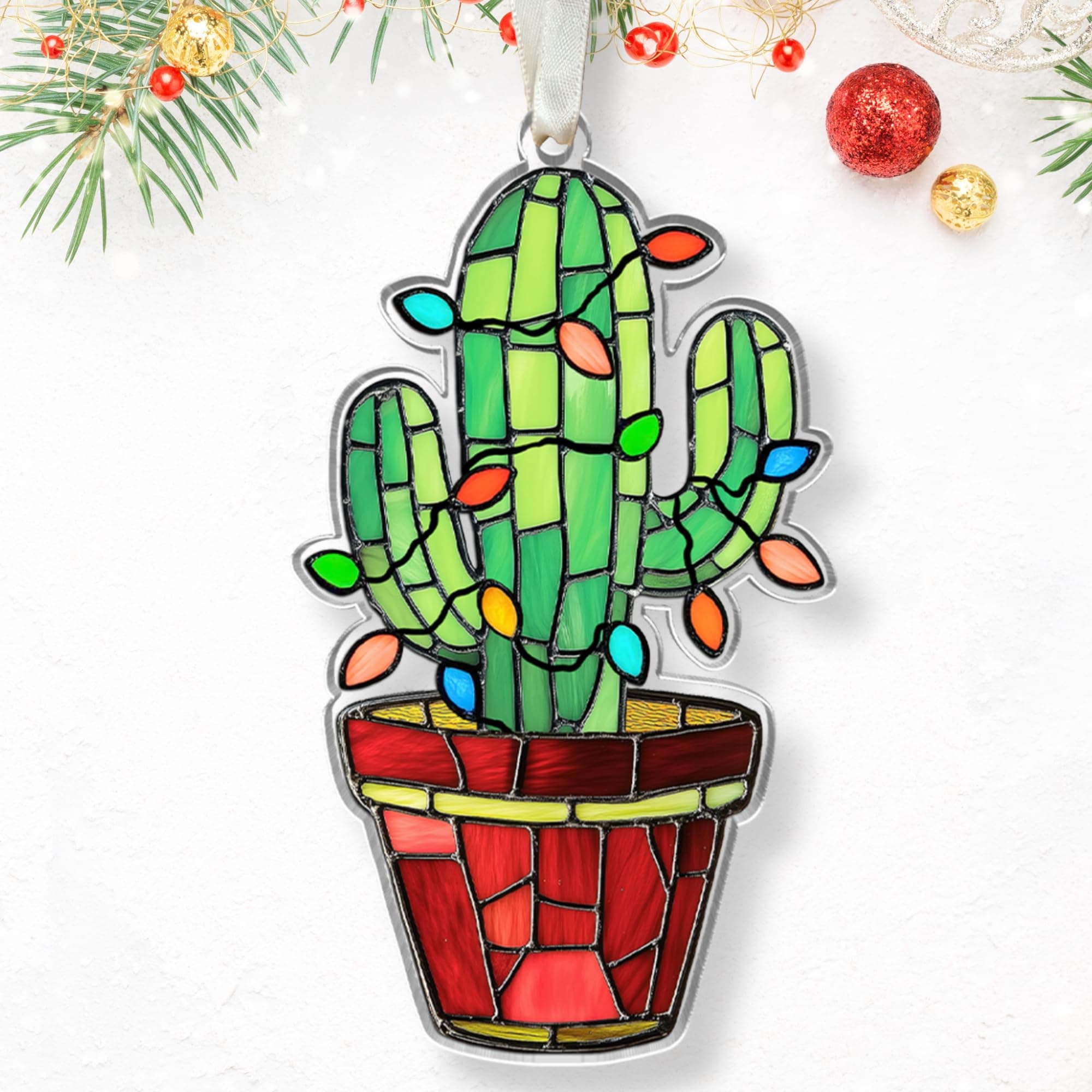 Pawzity Cactus Ornaments - Cactus Christmas Ornament - Motivational Ornaments for Christmas Tree - Inspirational Gifts for Women, Men - Acrylic Ornament 2025
