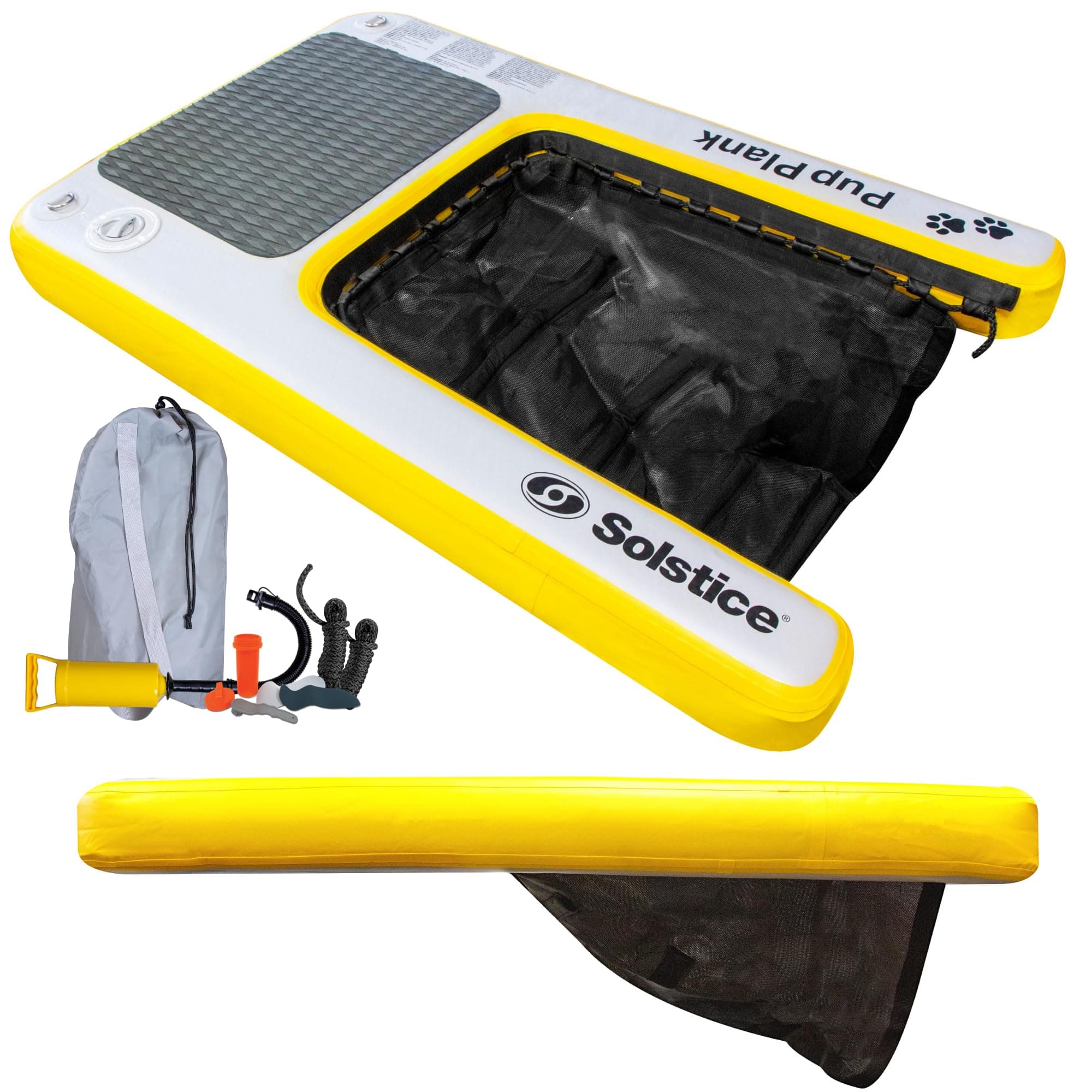 SOLSTICE Inflatable Puppy Plank Dog Water Lamp for Boats and Docks XL 200lb Capacity - Floating Platform for Pets, Lake, River, Beach, Swimming Pool with Pump Patented Design