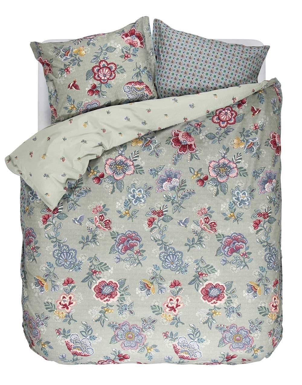 PIP Studio Berry Bird Duvet Set, Green, Double UK Specification 200x200+50x75
