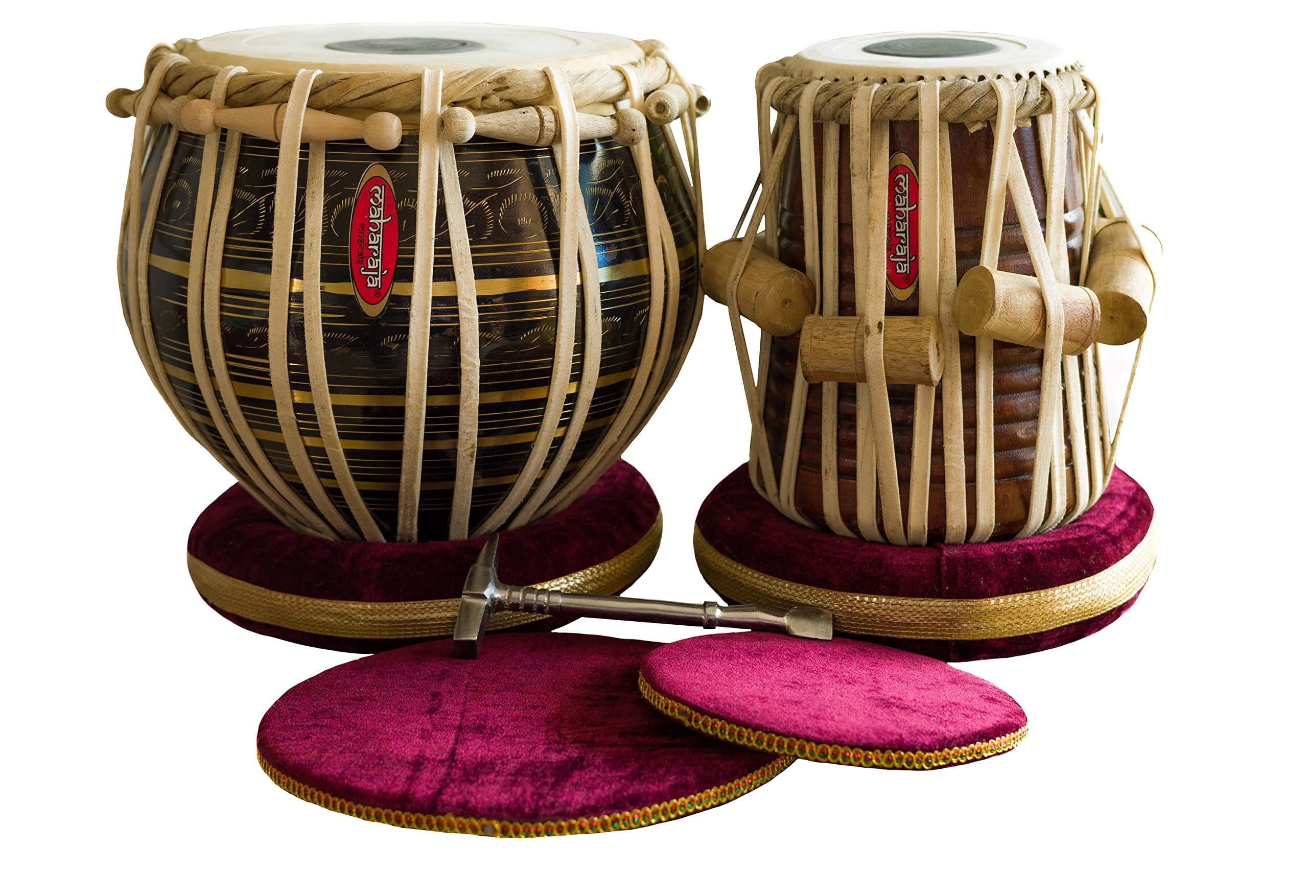 Maharaja Musicals Tabla Drum Set - Buy 3KG Black Brass Bayan, Finest Dayan, Hammer, Cushions & Cover PDI-EA