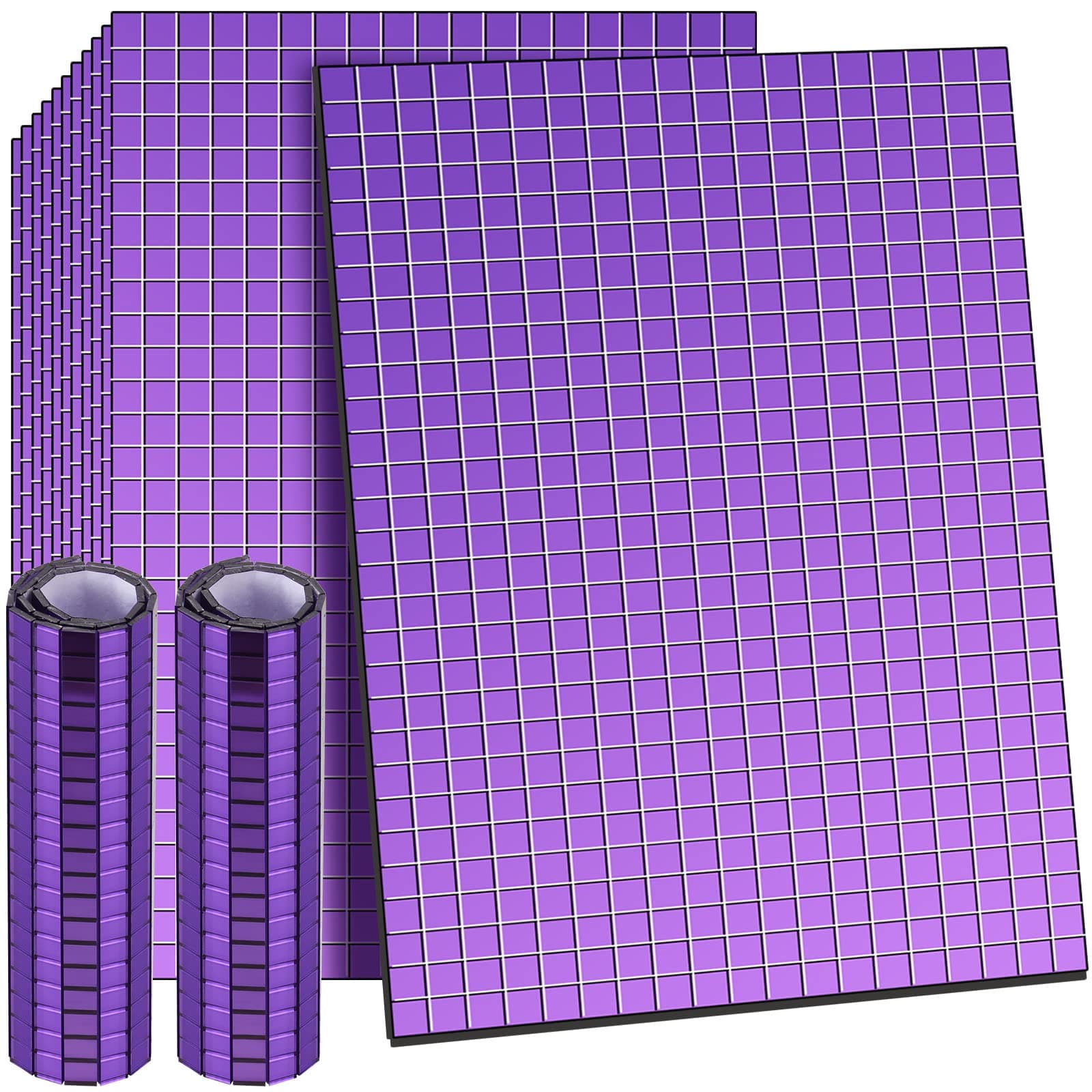 Self-Adhesive Mirrors Mosaic Tiles Mirror Tiles Self Adhesive Disco Mirror Tiles Craft Mirror Tiles Mirror Mosaic Tiles Mosaic Tiles Mirror for DIY, 5 x 5 mm (Purple, 7200 Pieces)