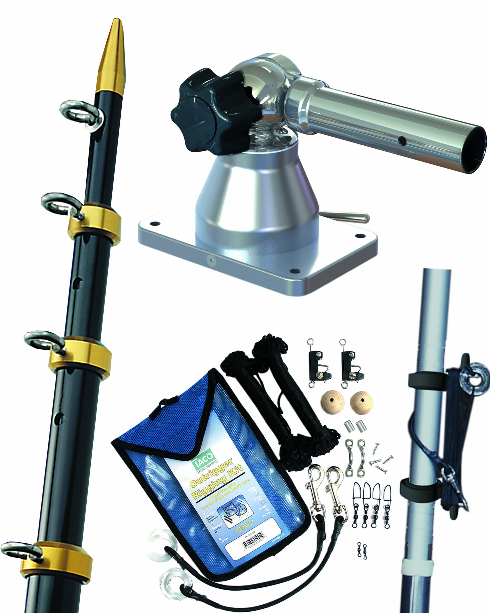 TACO GRAND SLAM 170 OUTRIGGER KIT 15' BLK/GOLD 1-1/8 POLES