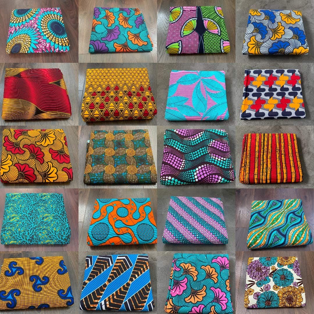 8 Fat Quarter Bundle African Print Cotton Fabrics Ankara Material Squares Swirling Design for Sewing Quilting Patchwork Craft