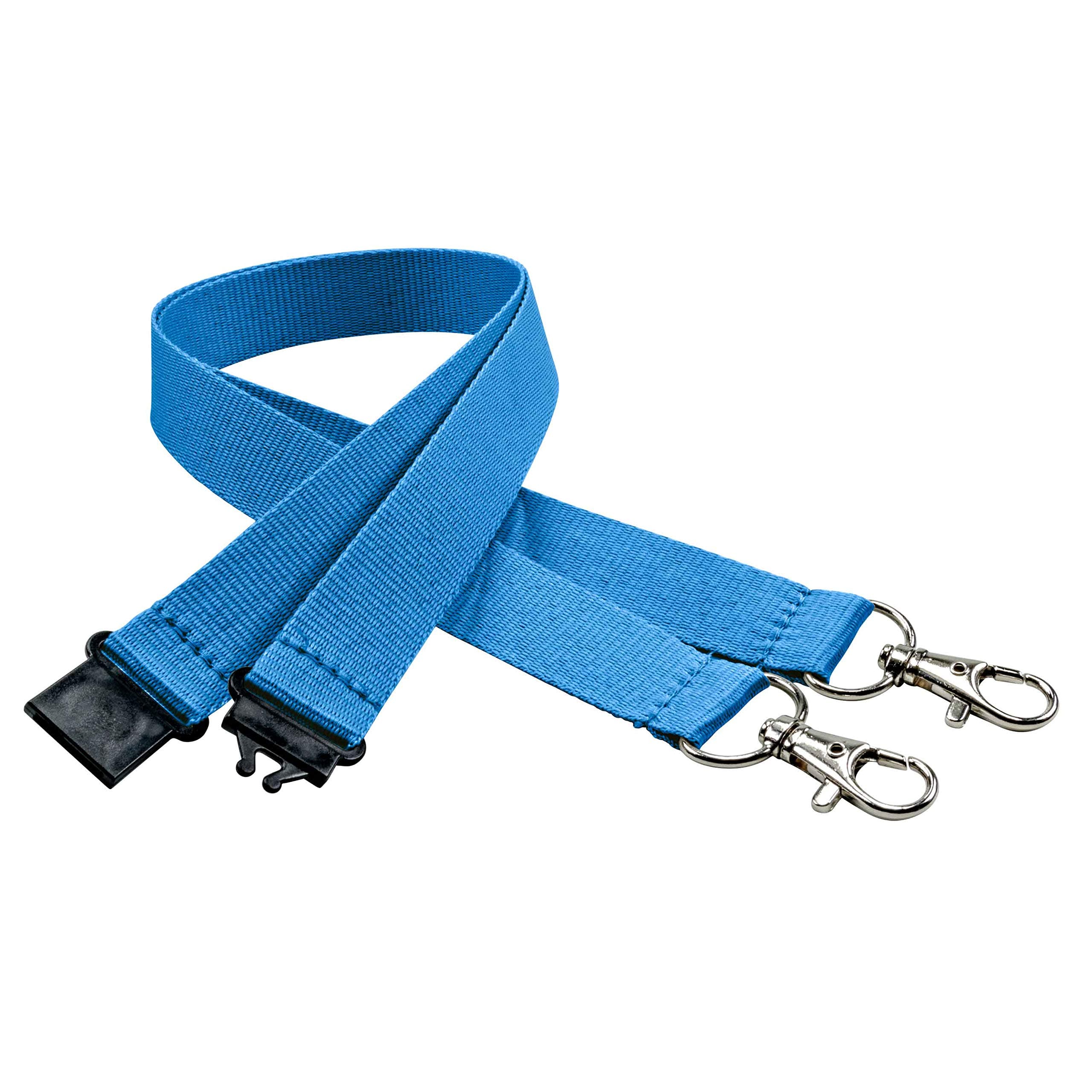 Pack of 10 lanyards 20 mm, 2X Easy Going Clasp, Safety Break, Blue
