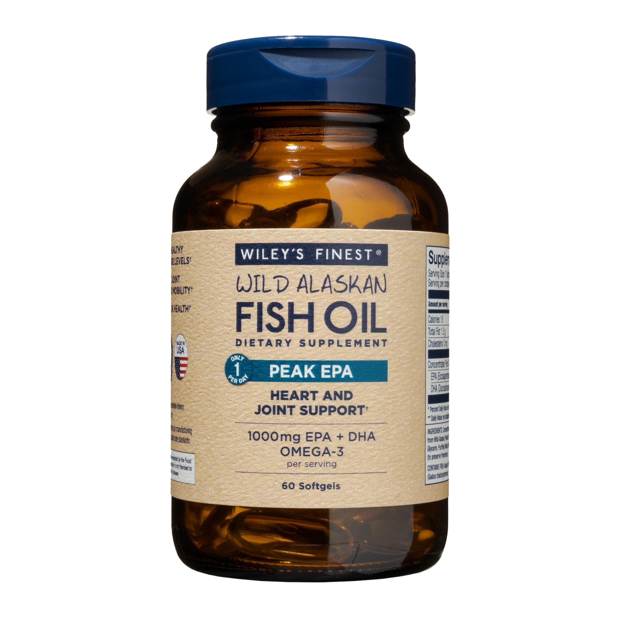 Wild Alaskan Fish Oil Peak EPA - Triple Strength Peak EPA & DHA Supplement - 1000mg Fish Oil - Omega-3s for Joint Health Support - 60 Softgels (60 Servings)