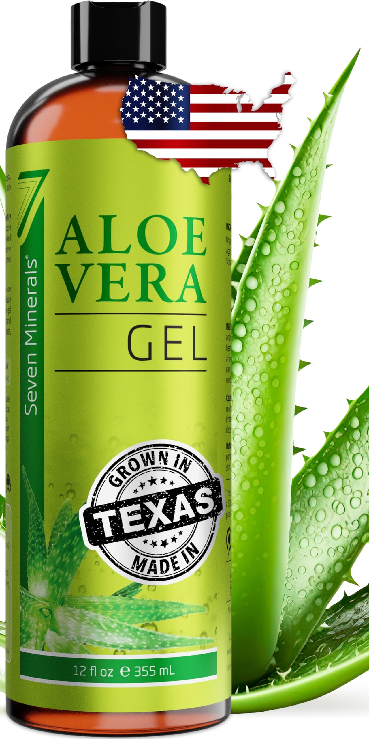 Organic Aloe Vera Gel with 100% Pure Aloe from Freshly Cut Aloe - NO ACRYLATES & CROSSPOLYMERS, so it absorbs rapidly with No sticky residue - Big 355 ml / 12 fl oz