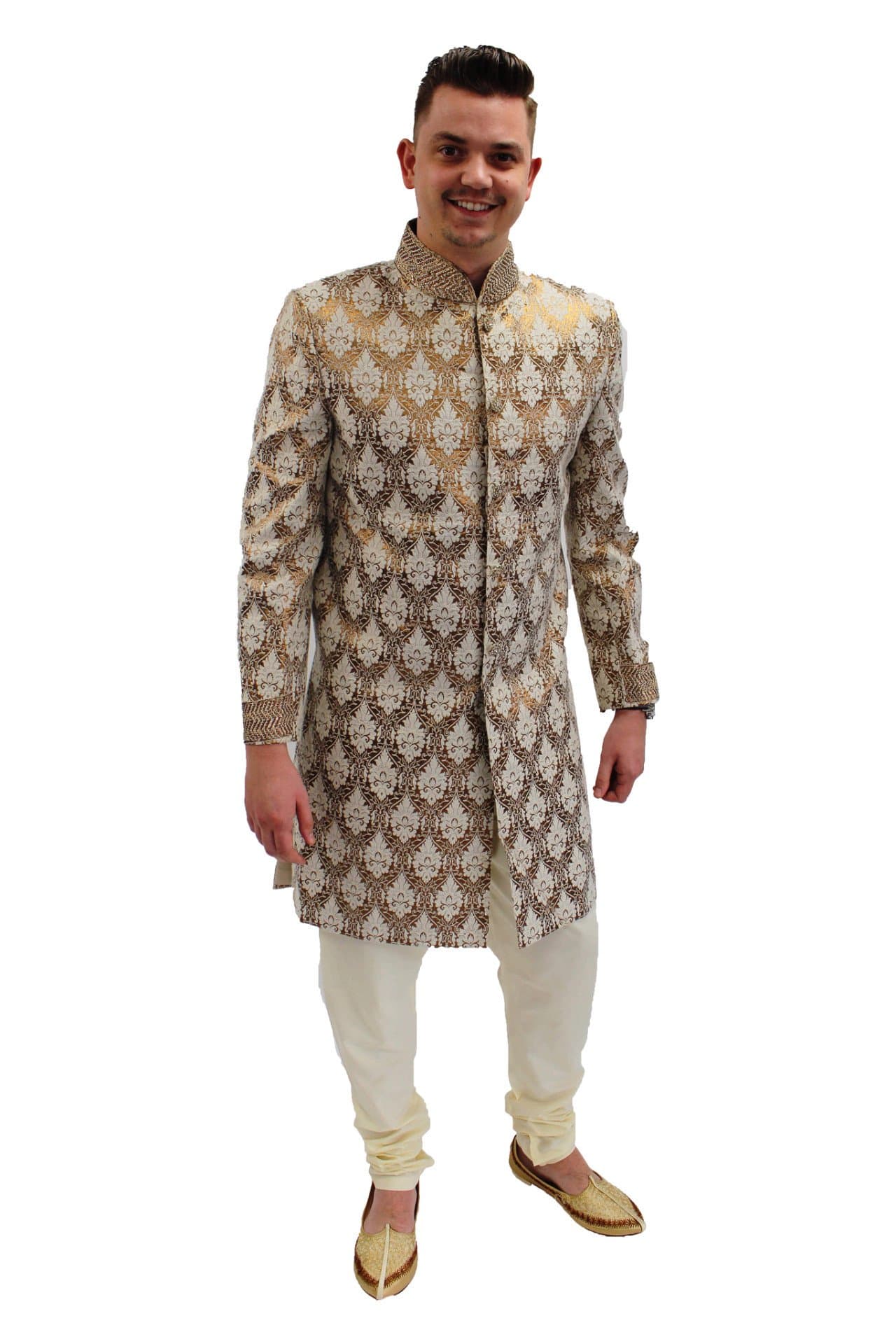 Oliver - Elegant Copper & White Swarovski Studded Sherwani, 42