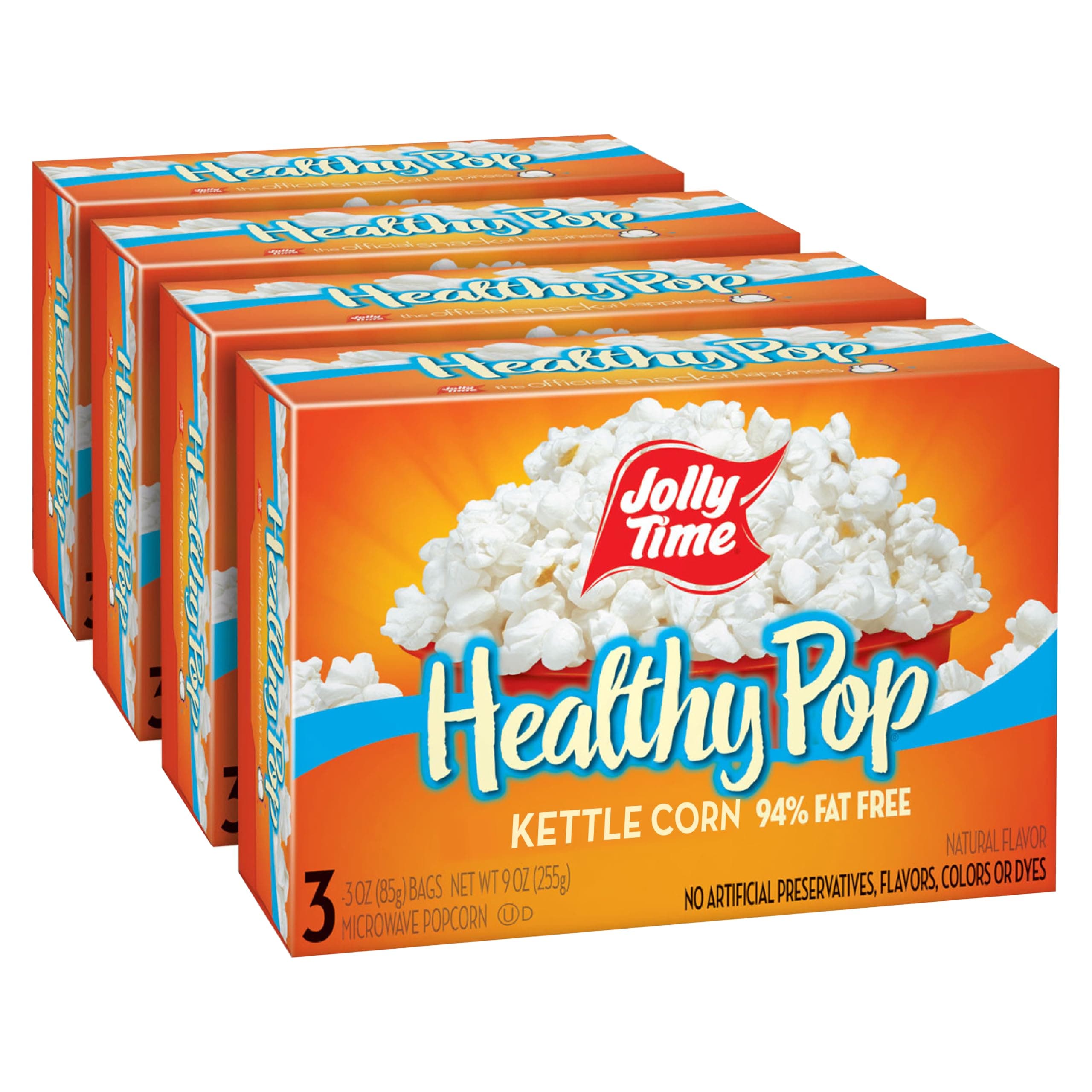 Jolly Time Healthy Pop Microwave Popcorn, Low Fat Gluten Free Non-GMO (Healthy Pop - Kettle Corn, 3 Ounce (Pack of 12))
