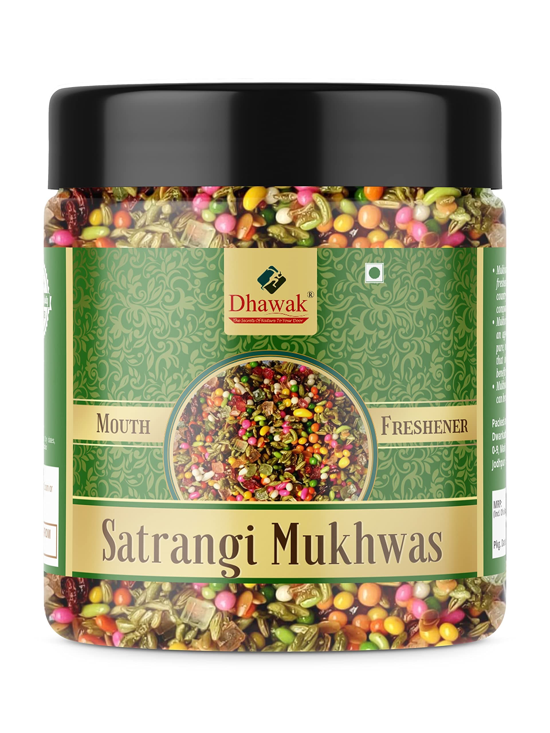 Dhawak Satrangi Mukhwas 350 Grams Home Made Satrangi Mukhwas Mouth Freshner | Digestive, After-Meal,Mukhwas Satrangi Mukhwas [Jar Pack]