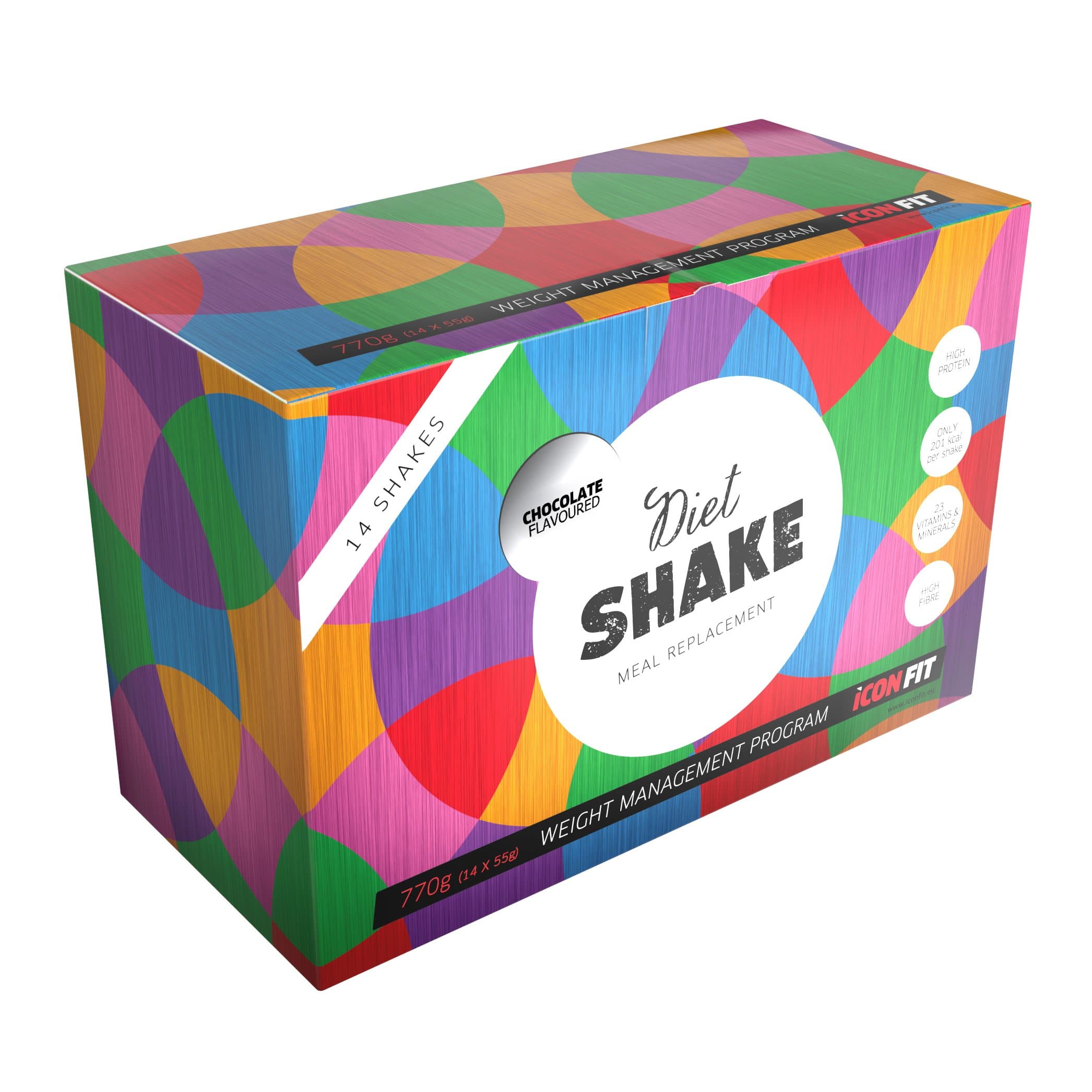 ICONFIT Diet Shake, 14 Shakes Weekly Set, Meal Replacement Shake, Only 200Kcal per Shake, 23 Vitamins and Minerals, Comes in 3 Flavors of Chocolate, Stawberry and Vanilla, 14 Sachets (Chocolate)
