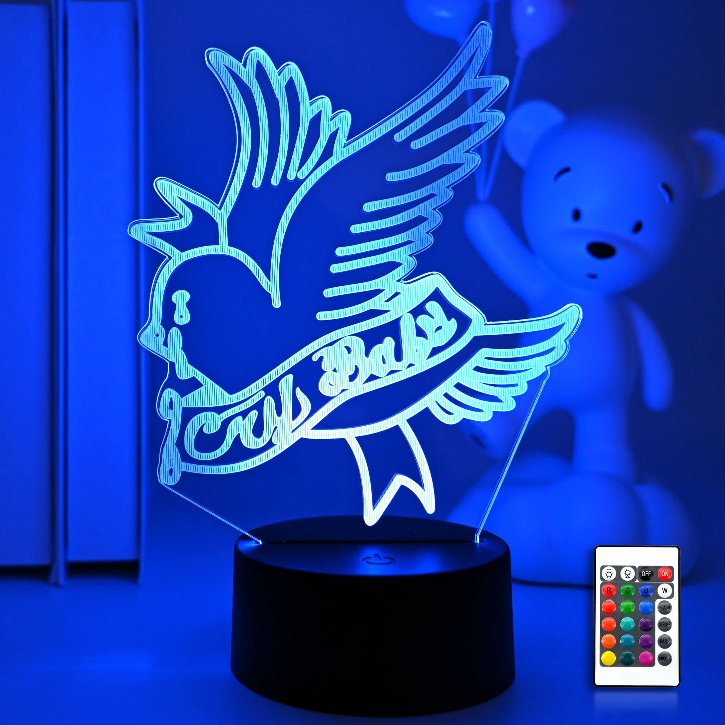 3D Night Light Rapper Lil Peep Led for Home Decoration Gift for Fans Bedroom Decor Light Led Sensor Color Changing Work Desk Lamp-Remote Control
