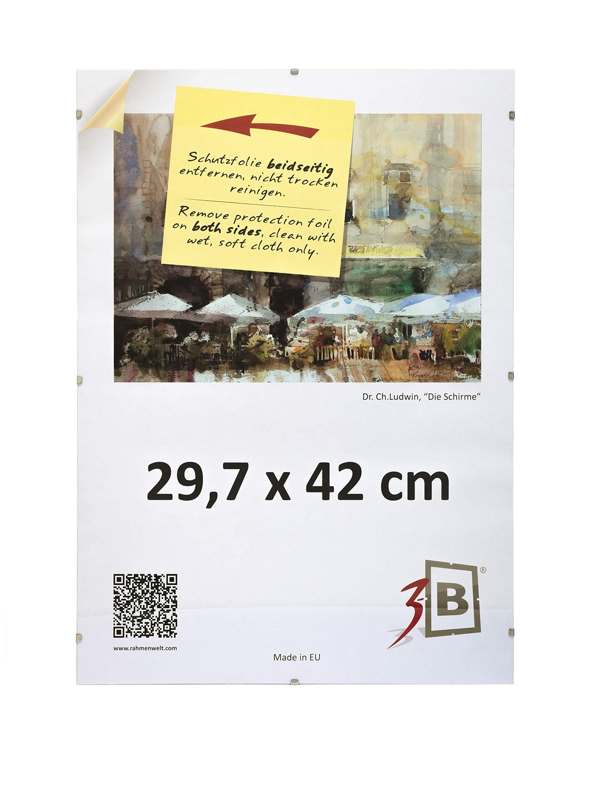 3-B Set of 5 pcs CLIP FRAMES - 29,7x42 cm (A3) (ca. 12x17) frameless photo picture holder with polyester glass (plastic sheets)