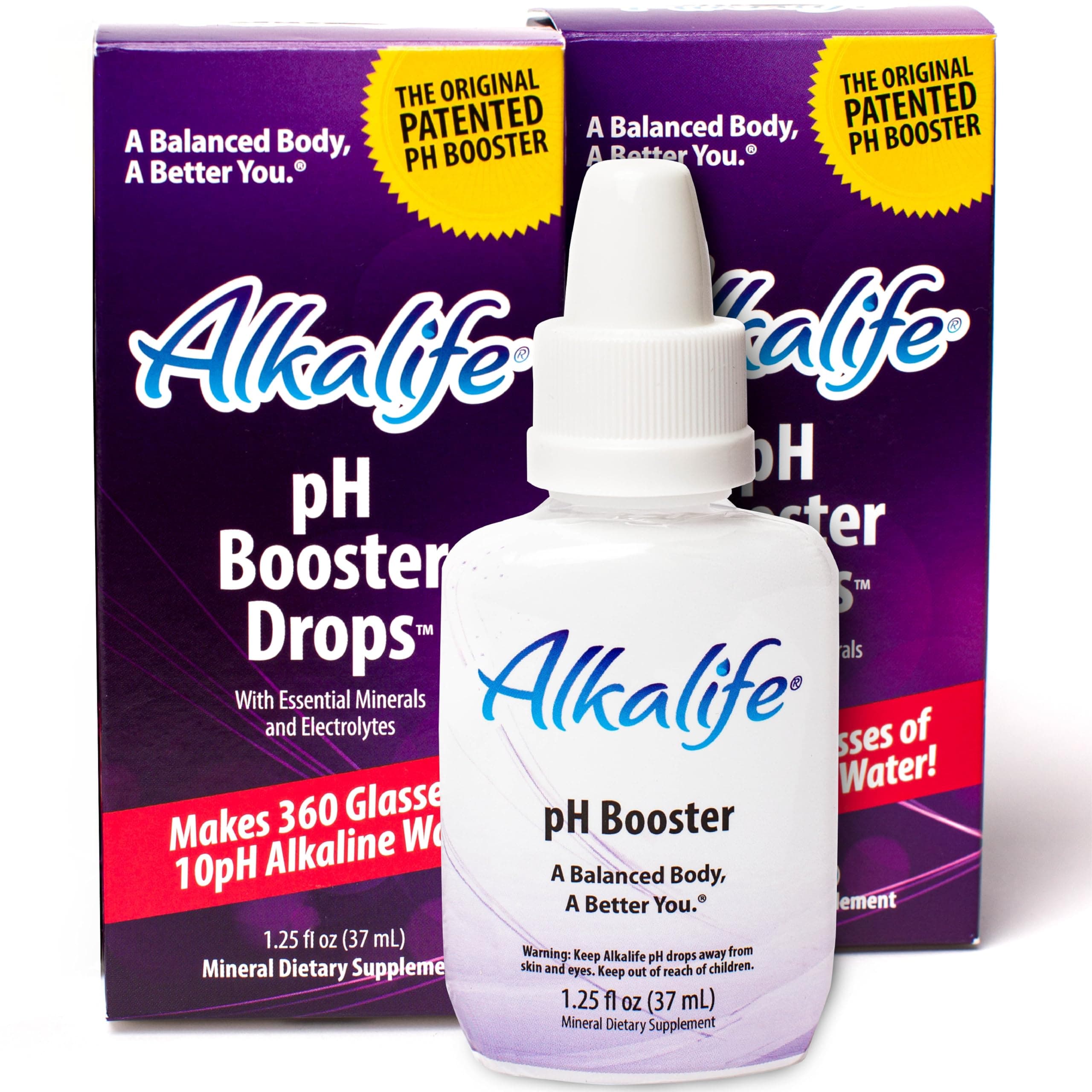 pH Booster Drops, 2 Pack, Turn Any Drinking Water Into pH 10 Alkaline Water, 360 Servings Per Bottle, The Original Patented Formula, Electrolytes & Minerals