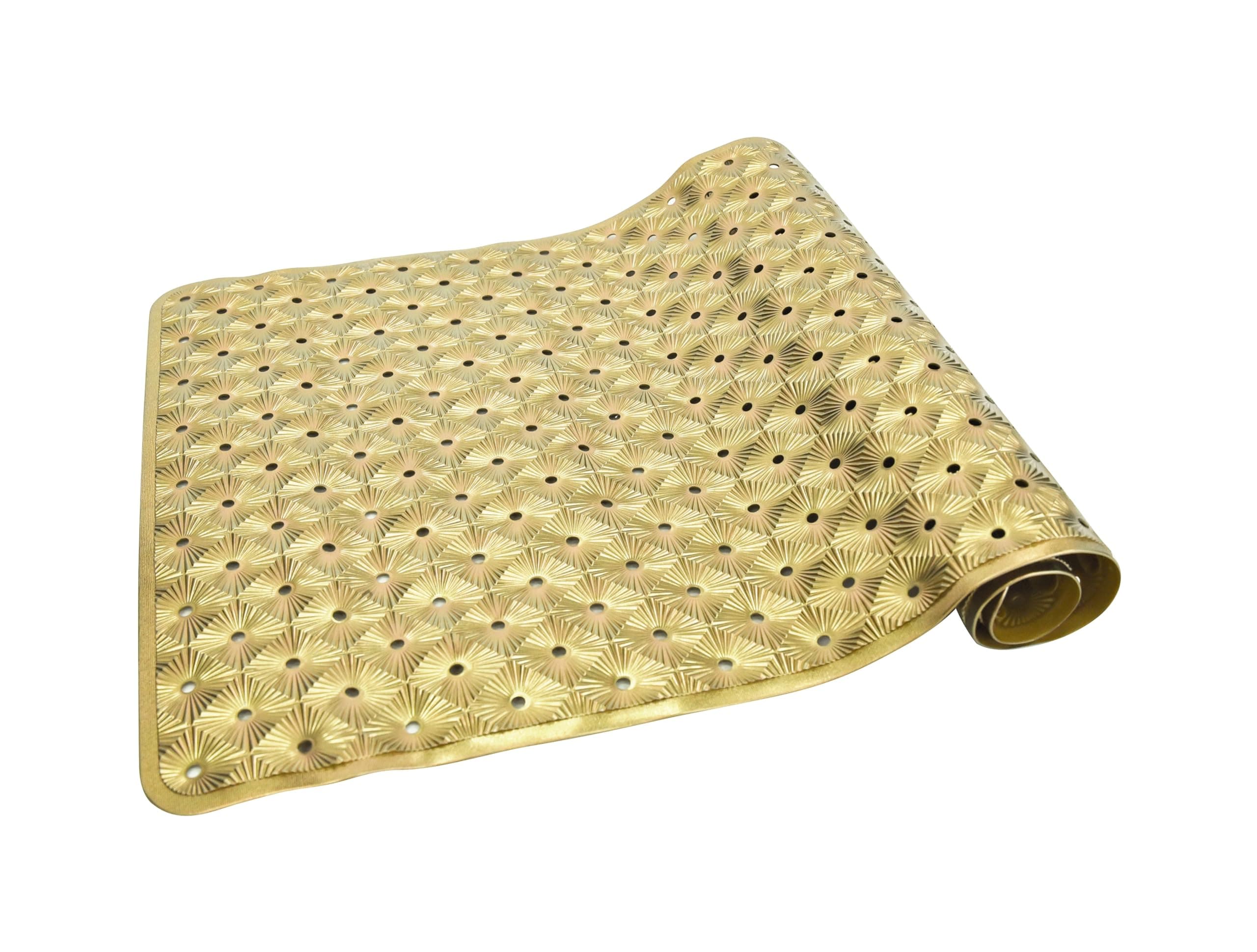 Anti-Slip Tub Mat with Suction Cups - Non-Slip Bath Mat for Shower - Machine Washable, Tub, Kids - Shower & Bathtub Mat - Toddler Friendly - Bath Mats for Bathroom, 15"x27", Gold