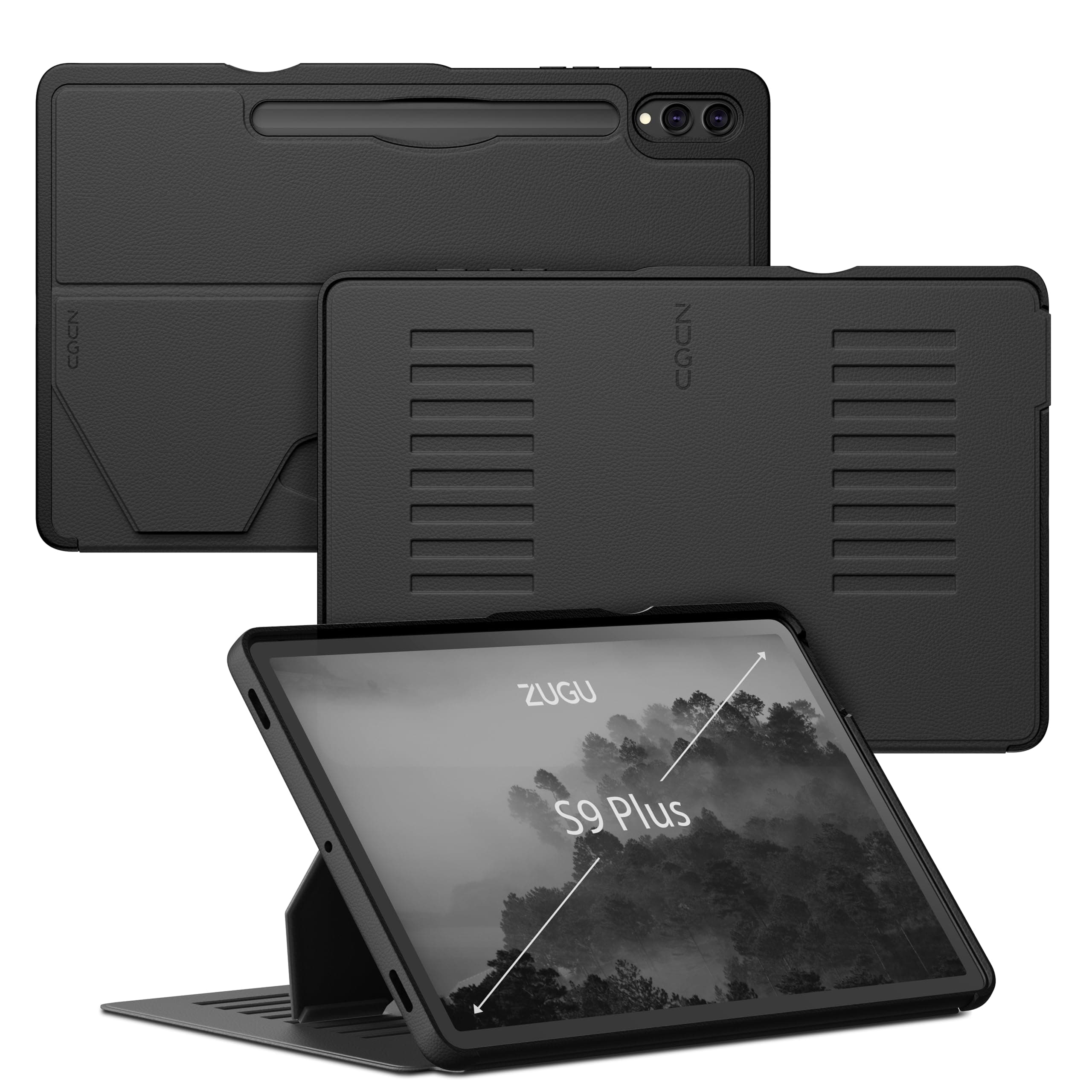 ZUGU CASE Samsung Galaxy Tab S9+ - 12.4 Inch S9+ Tablet - Slim Protective , Sleek Design, Magnetic Stand, Sleep/Wake Cover, Magnetic Cover - Galaxy Tab S9 Plus , Black
