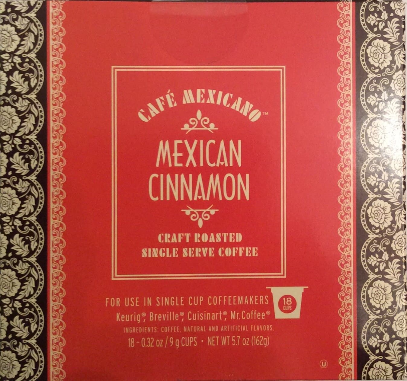 Cafe MexicanoMexican Cinnamon Craft Roasted Single Serve Coffee 18 Cups, Red and Brown