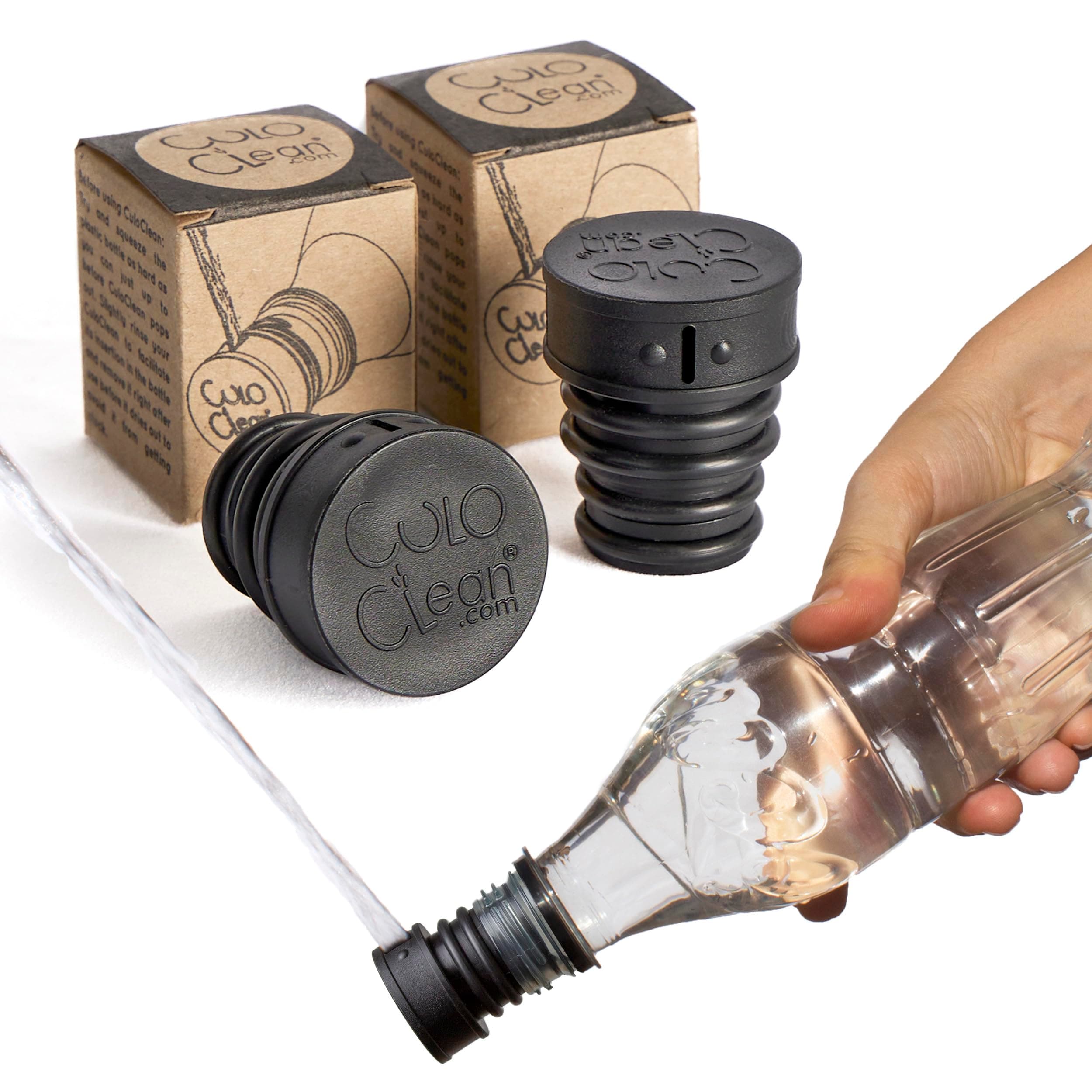 CuloClean Portable Bidet for Toilet or Travel. Portable Shattaf compatible with Every Bottle. Discreet, Ecological, Mini, Elderly, Sprayer, Bio, Personal, Handheld (2pcs Black)