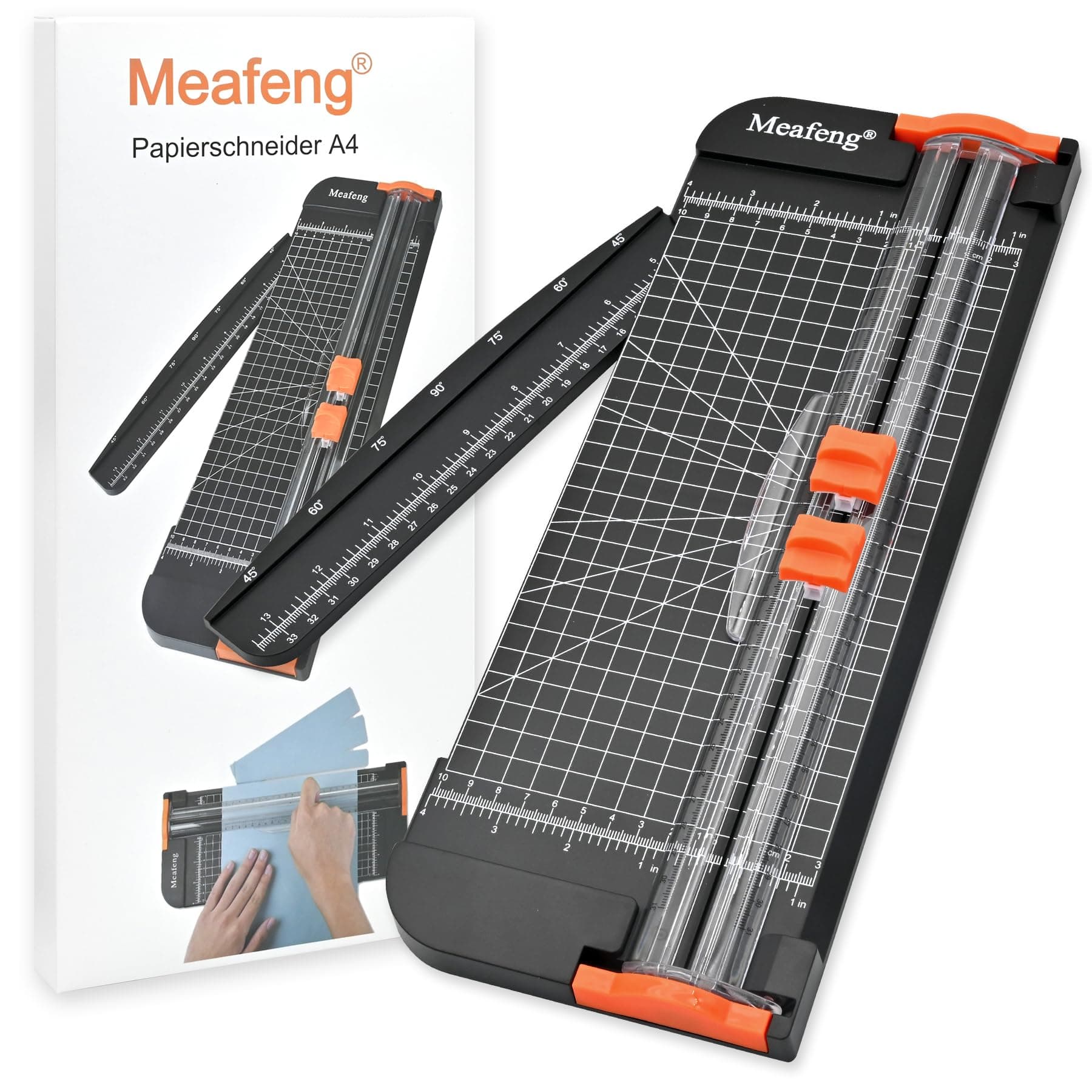 Meafeng A4 Paper Cutter 12 Inch Craft Paper Trimmer with Automatic Security Safeguard and Side Ruler, Black Photo Cutter Trimmer Guillotine Scrapbooking Tool for Handcraft Project, Label, Cardstock